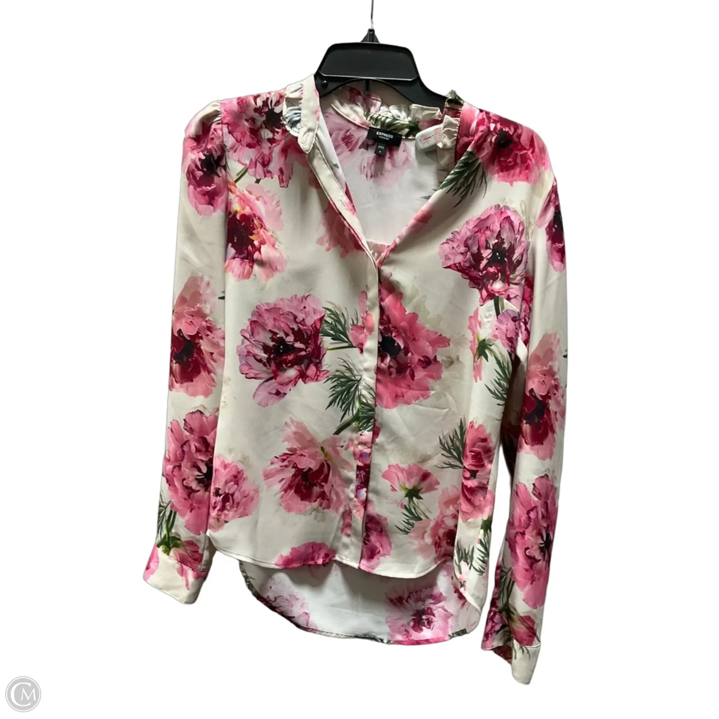 Blouse Long Sleeve By Express In Floral Print, Size: S