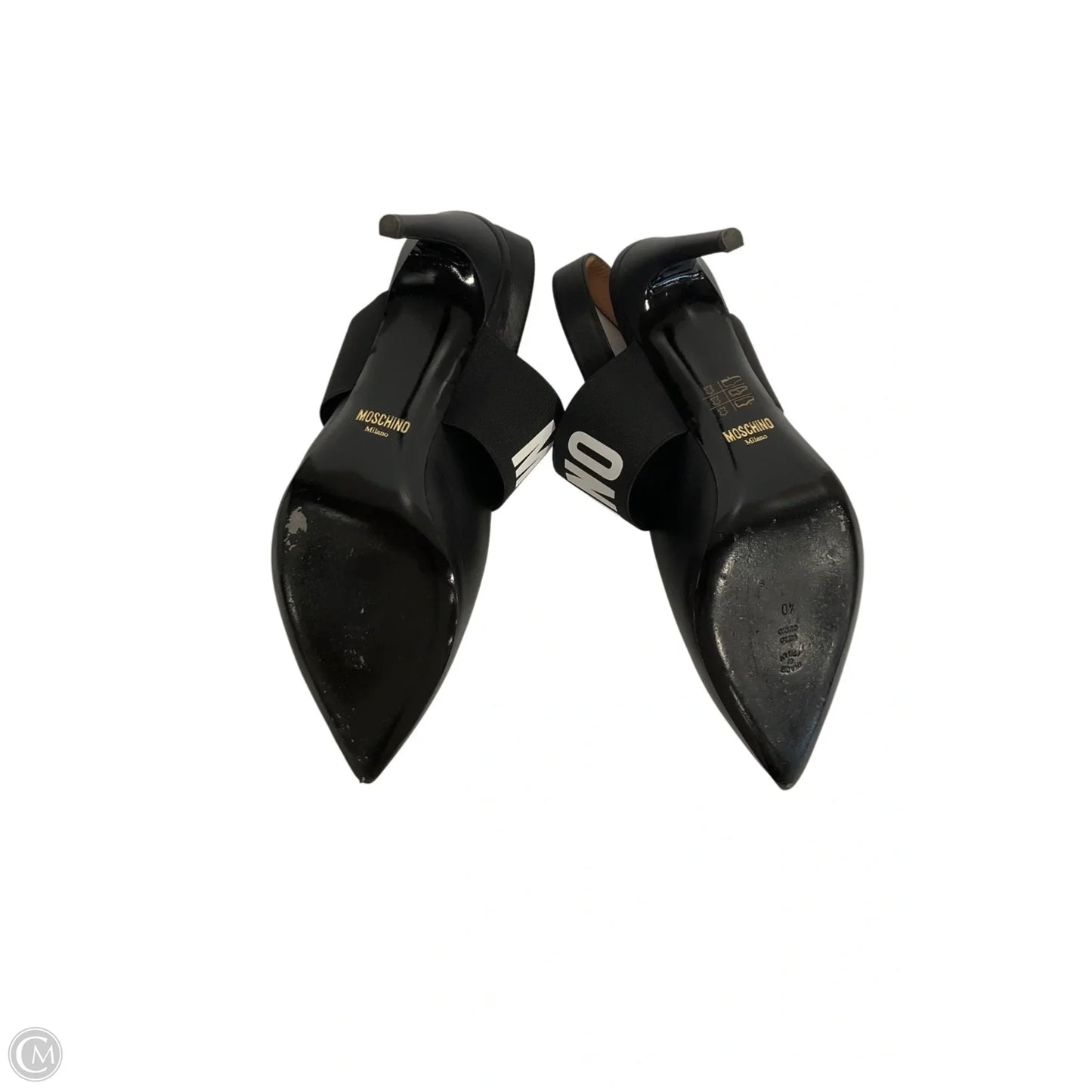 Shoes Luxury Designer By Moschino In Black, Size: 9