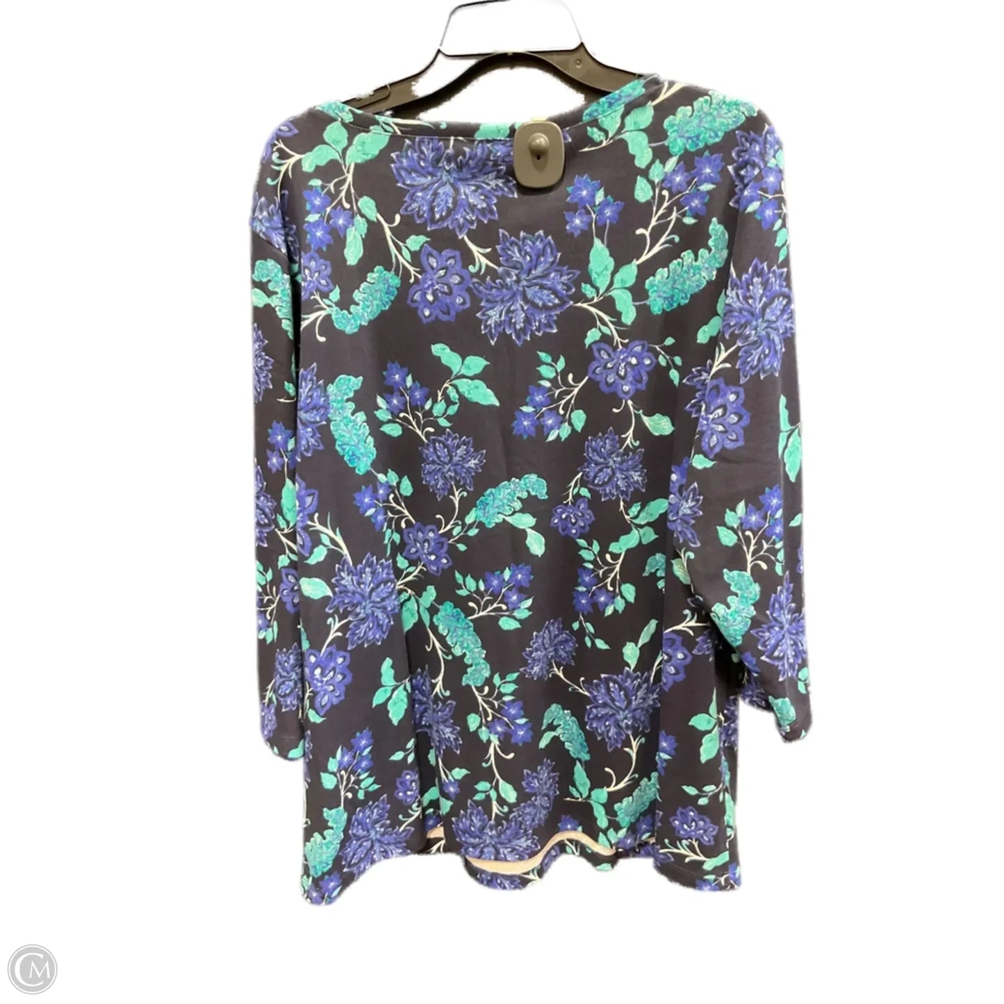 Top 3/4 Sleeve By Karen Scott In Navy, Size: 3x
