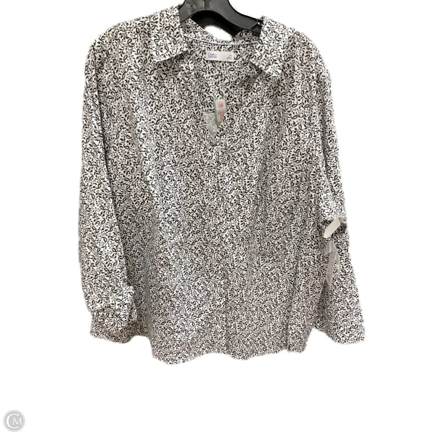 Blouse Long Sleeve By Croft And Barrow In Black & White, Size: 2x