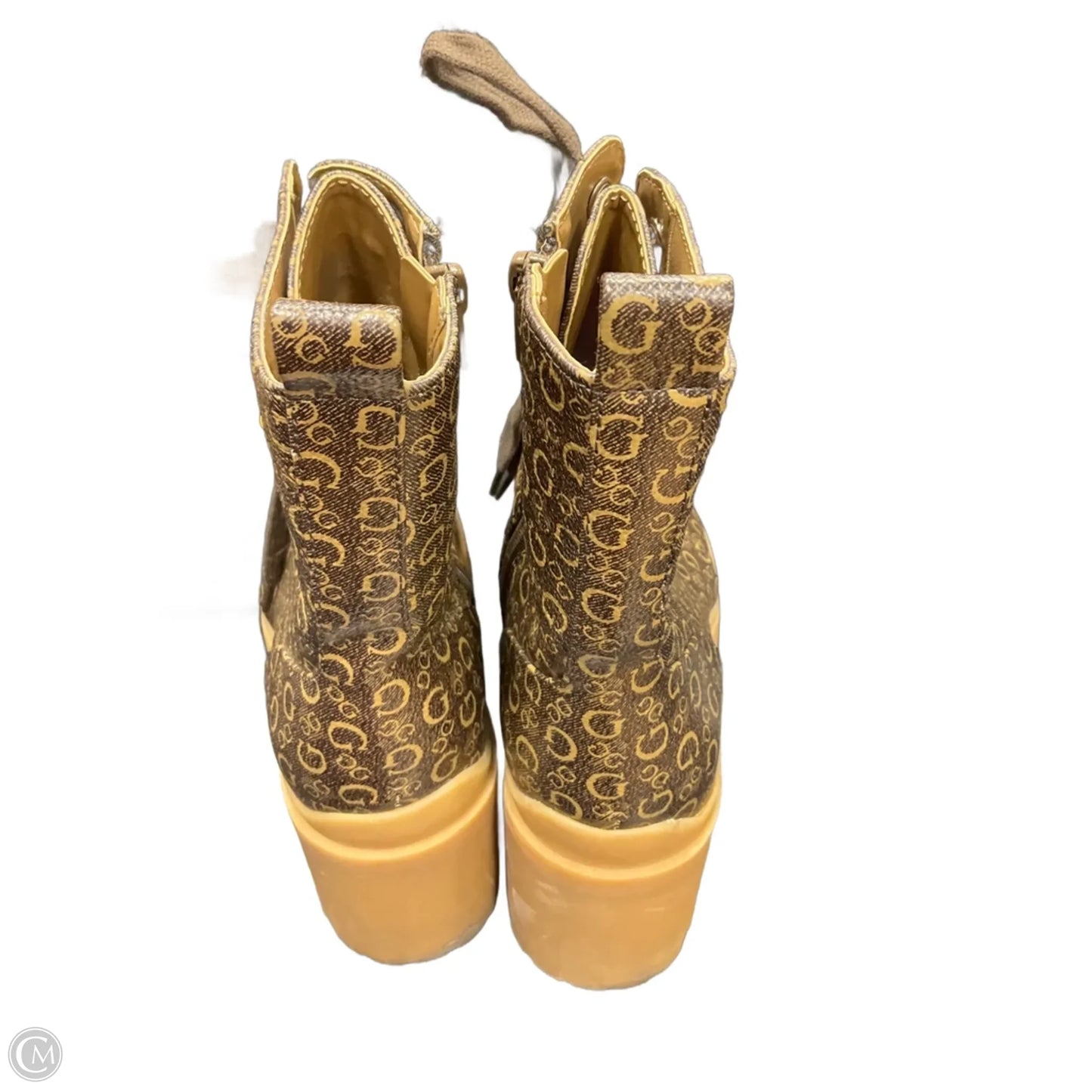 Boots Ankle Heels By Guess In Brown, Size: 8