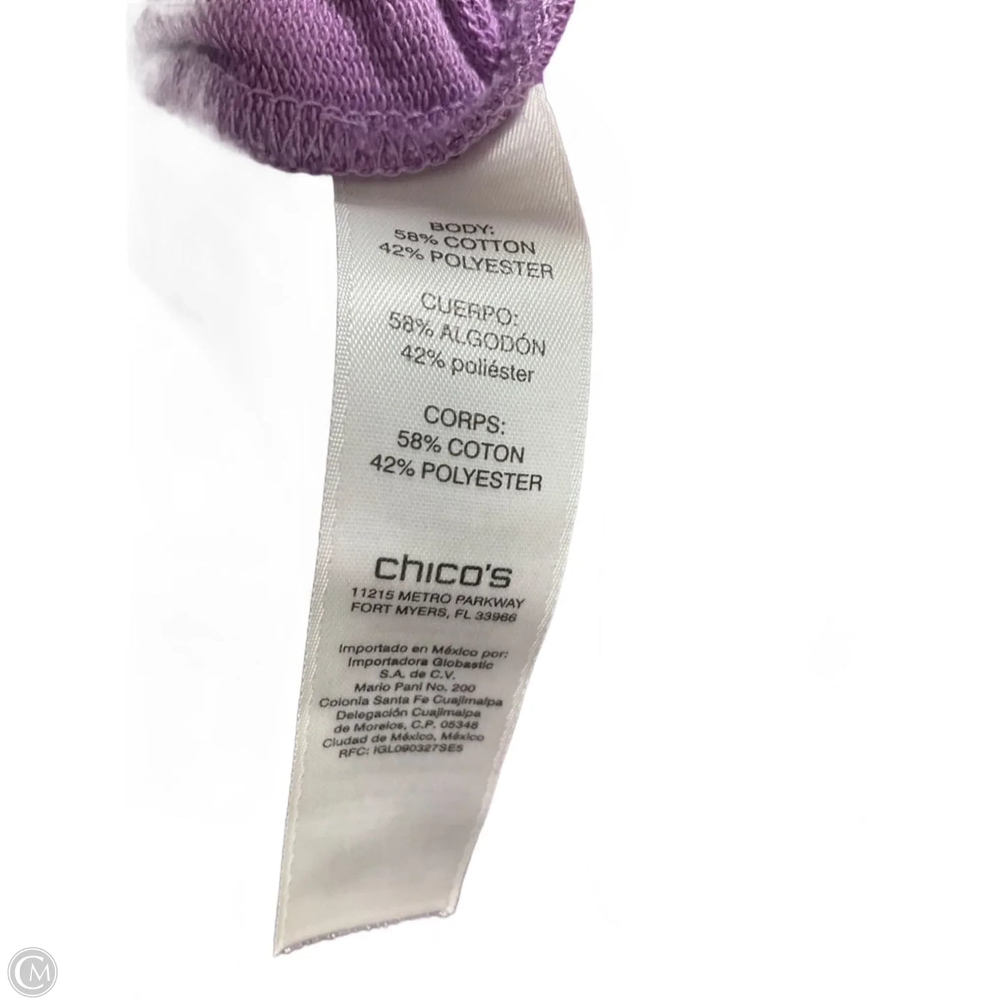 Top 3/4 Sleeve By Zenergy By Chicos In Purple, Size: L