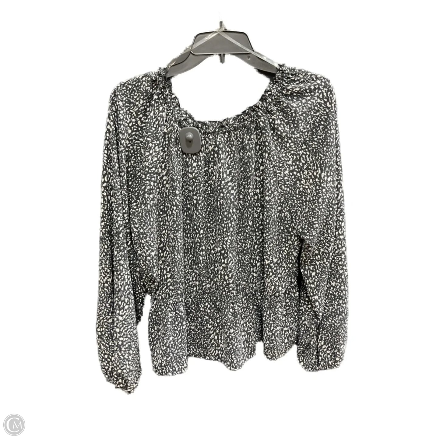 Top Long Sleeve By Universal Thread In Black & White, Size: L