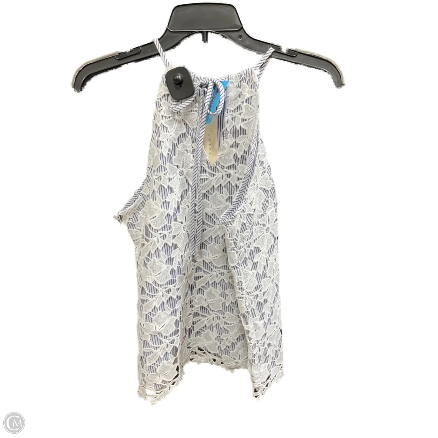 Top Sleeveless By Adiva In Blue & White, Size: S