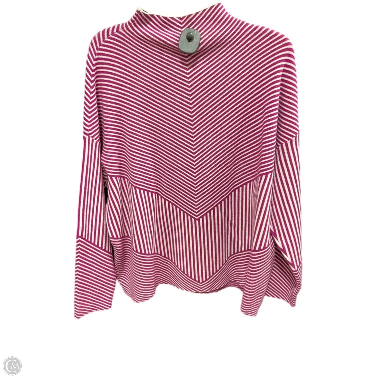 Sweater By Tahari In Pink & White, Size: 1x
