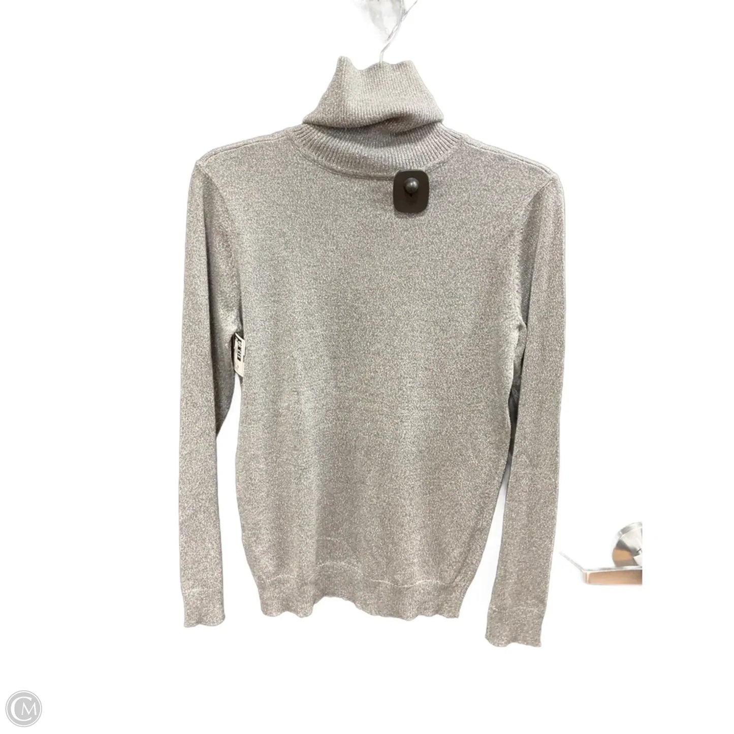 Top Long Sleeve By Calvin Klein In Silver, Size: Sp