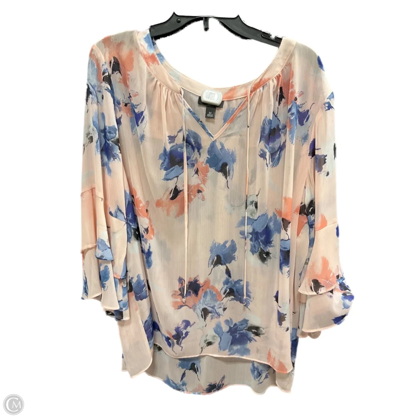 Top Long Sleeve By Clothes Mentor In Blue & Pink, Size: 3x