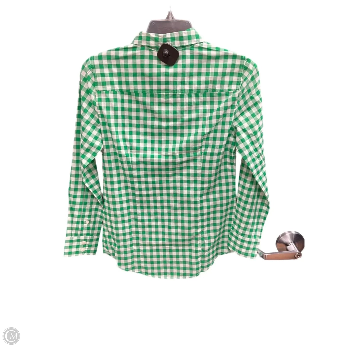 Blouse Long Sleeve By J. Crew In Green & White, Size: Xs