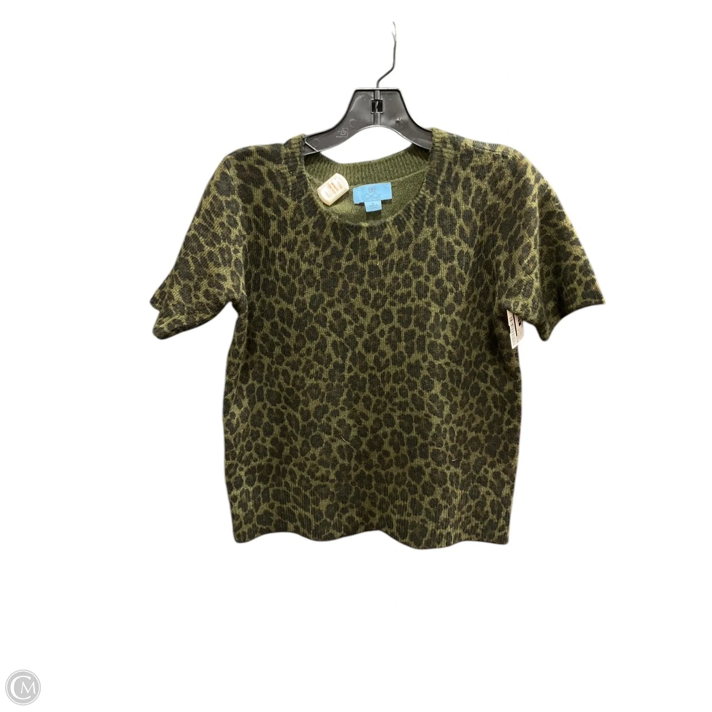 Sweater Short Sleeve By Cece In Green & Tan, Size: S