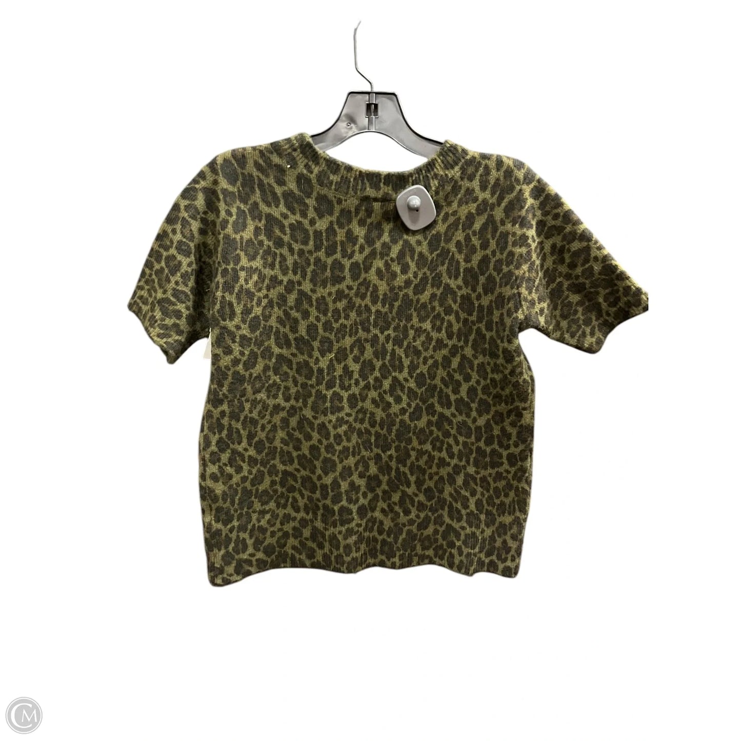 Sweater Short Sleeve By Cece In Green & Tan, Size: S