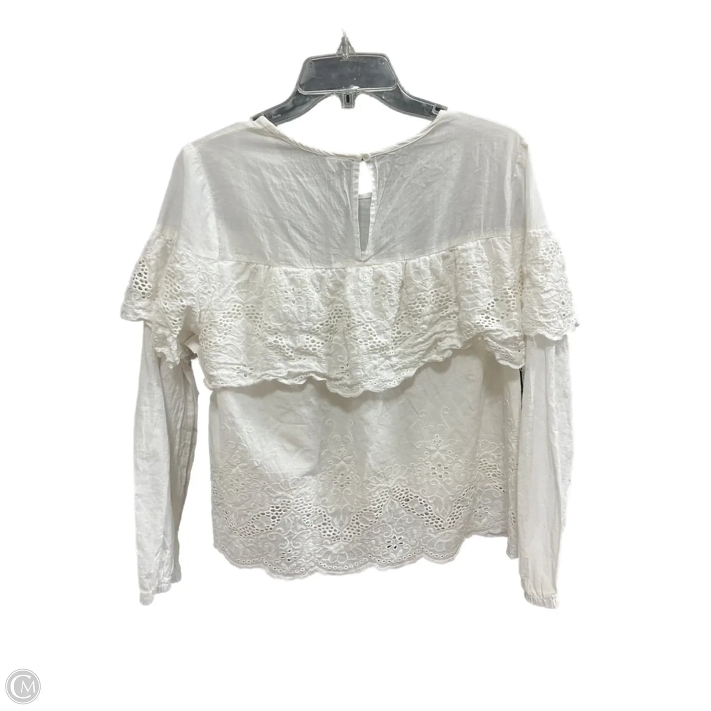 Top Long Sleeve By Clothes Mentor In White, Size: L