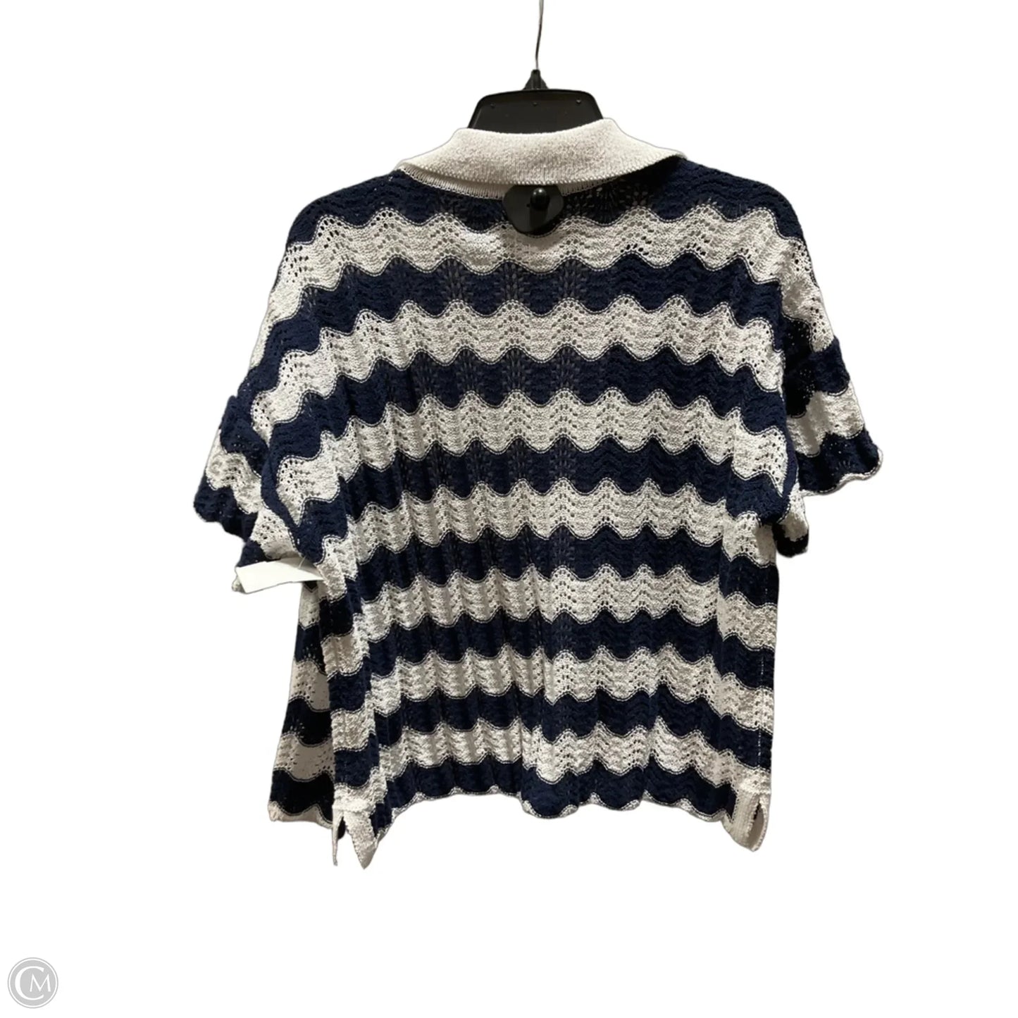 Blouse Short Sleeve By Lou And Grey In Blue & White, Size: M