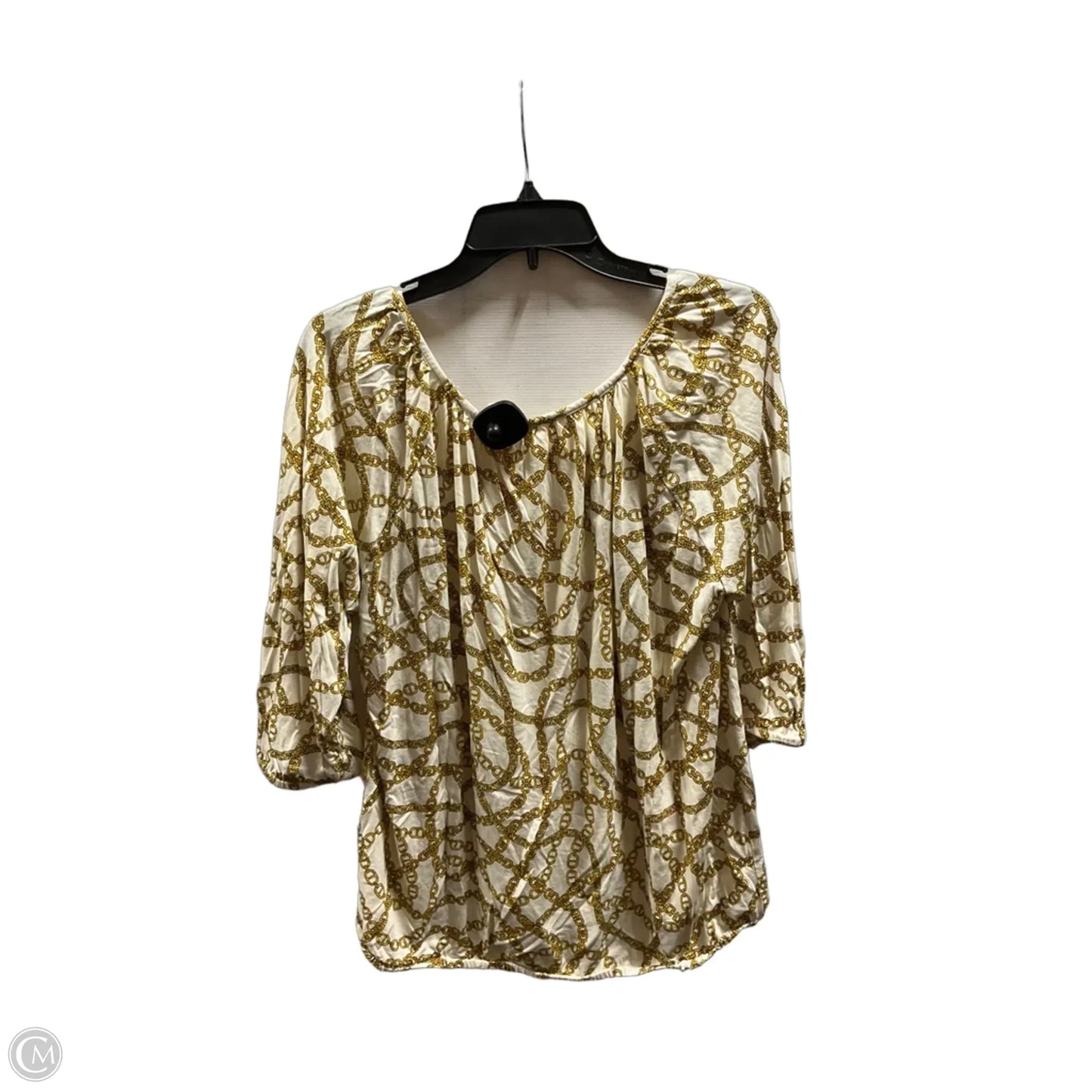 Top Short Sleeve By Michael By Michael Kors In Gold & White, Size: 1x