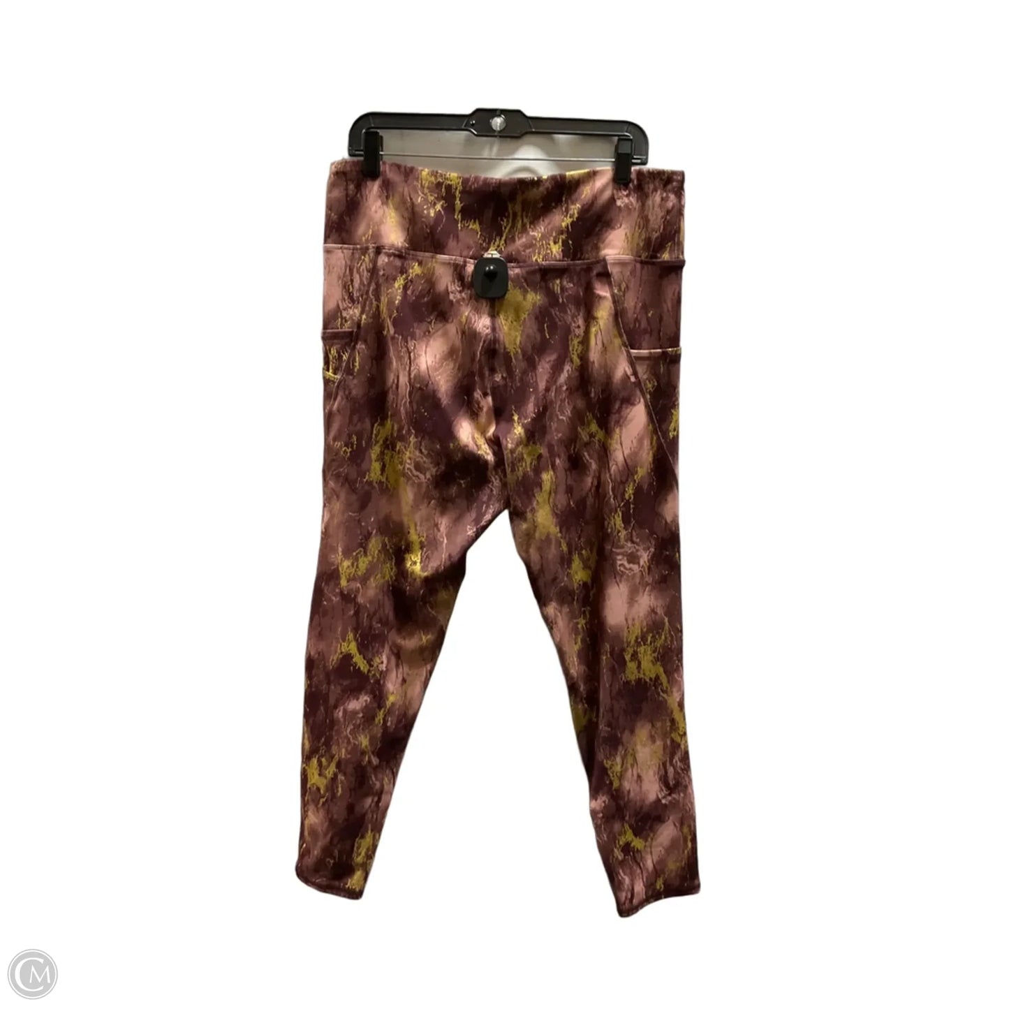 Athletic Leggings By Tahari In Pink & Yellow, Size: Xl