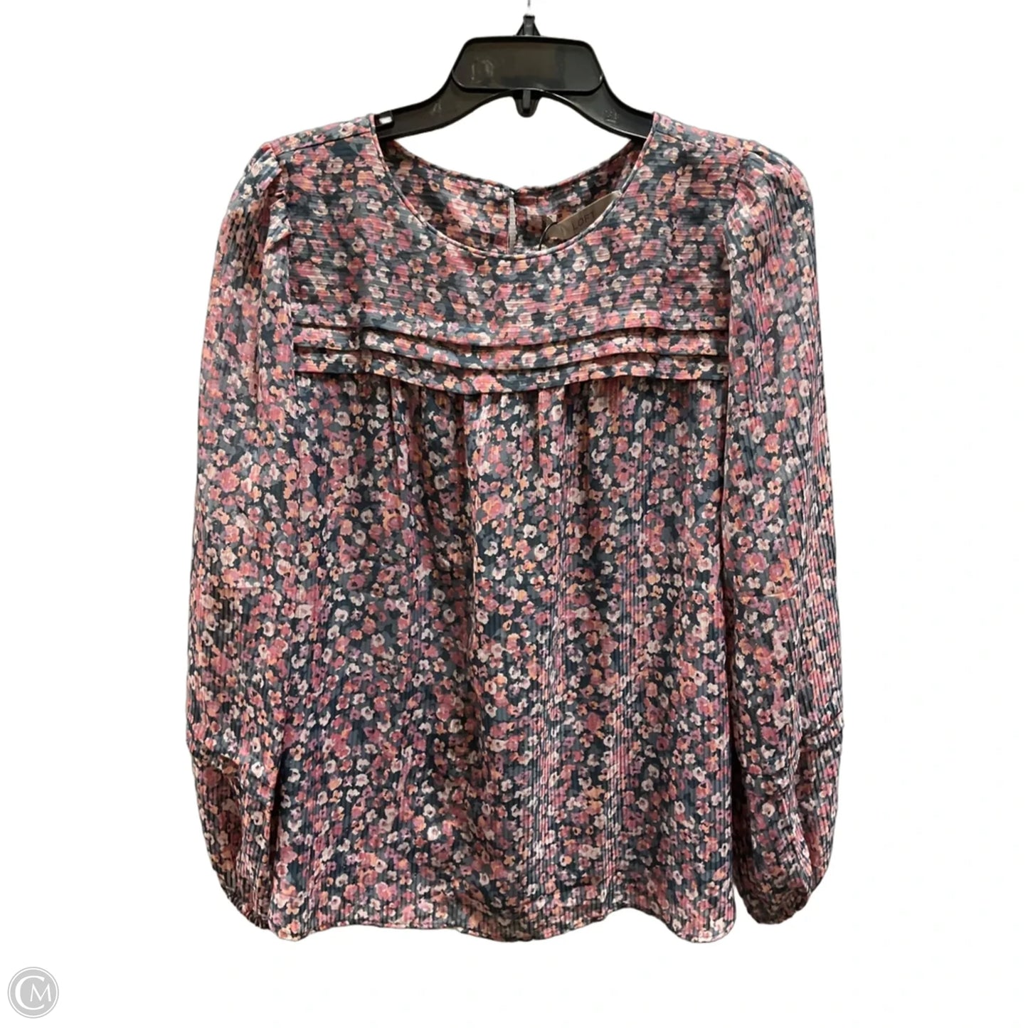 Top Long Sleeve By Loft In Grey & Pink, Size: M