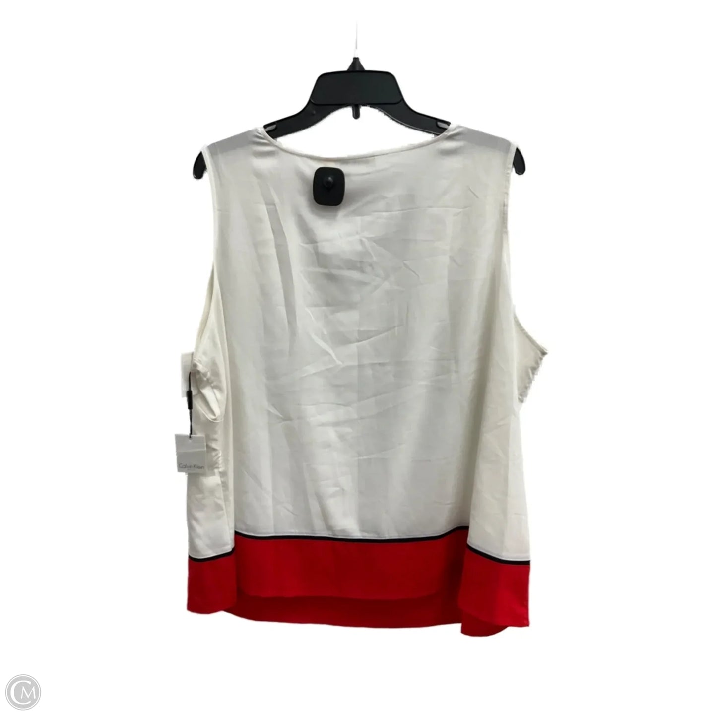 Blouse Sleeveless By Calvin Klein In Red & White, Size: 2x