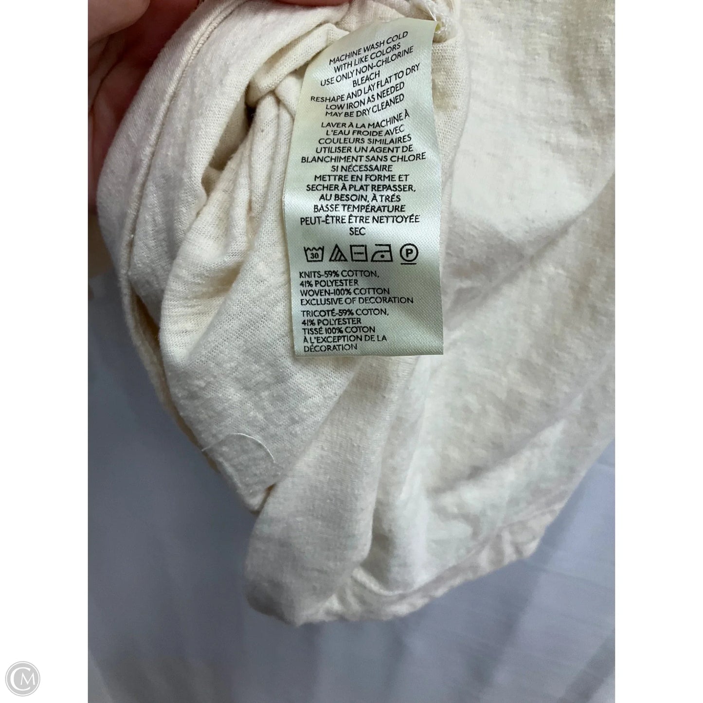 Top Short Sleeve By Anthropologie In Cream, Size: Xs