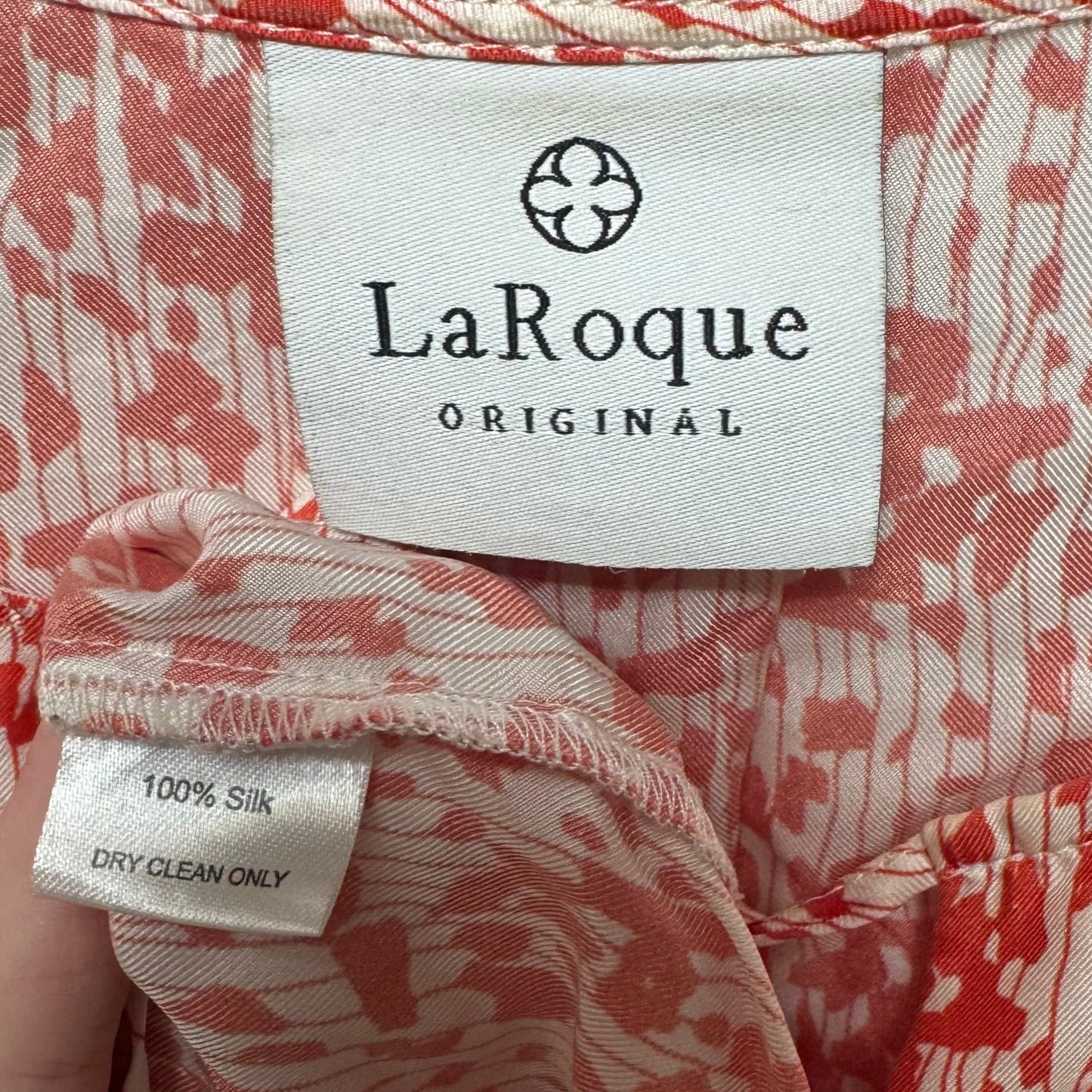 Silk Blouse 3/4 Sleeve By LaRoque In Orange & White, Size: L (estimated)