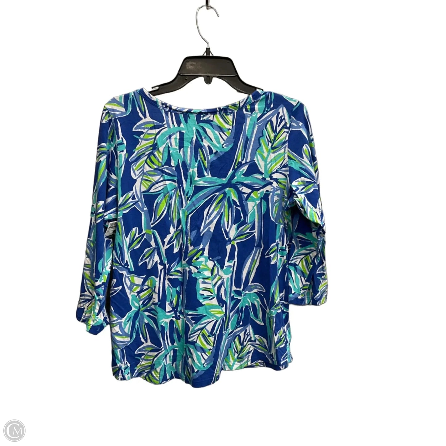 Top 3/4 Sleeve Designer By Lilly Pulitzer In Blue, Size: L