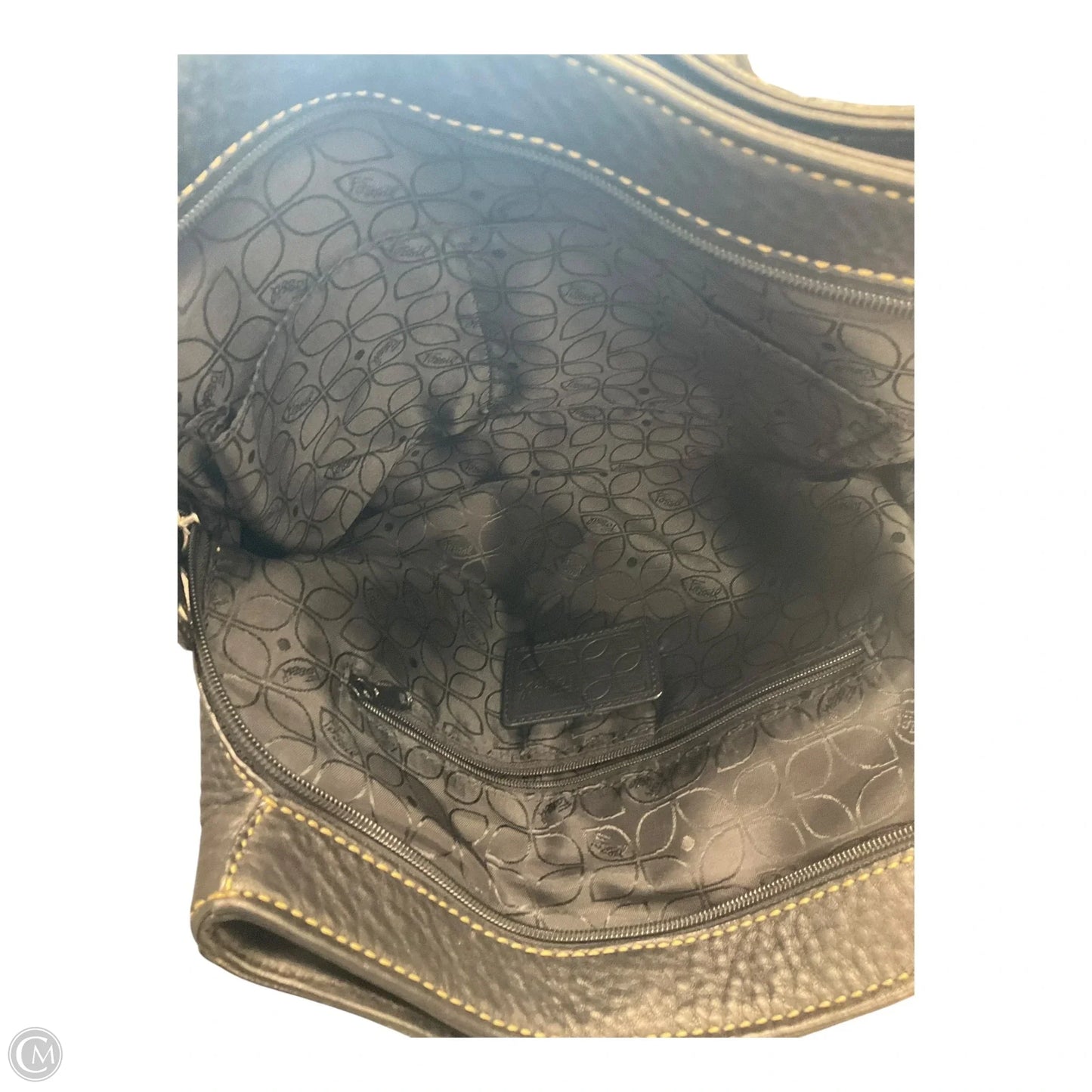 Handbag Leather By Fossil, Size: Medium