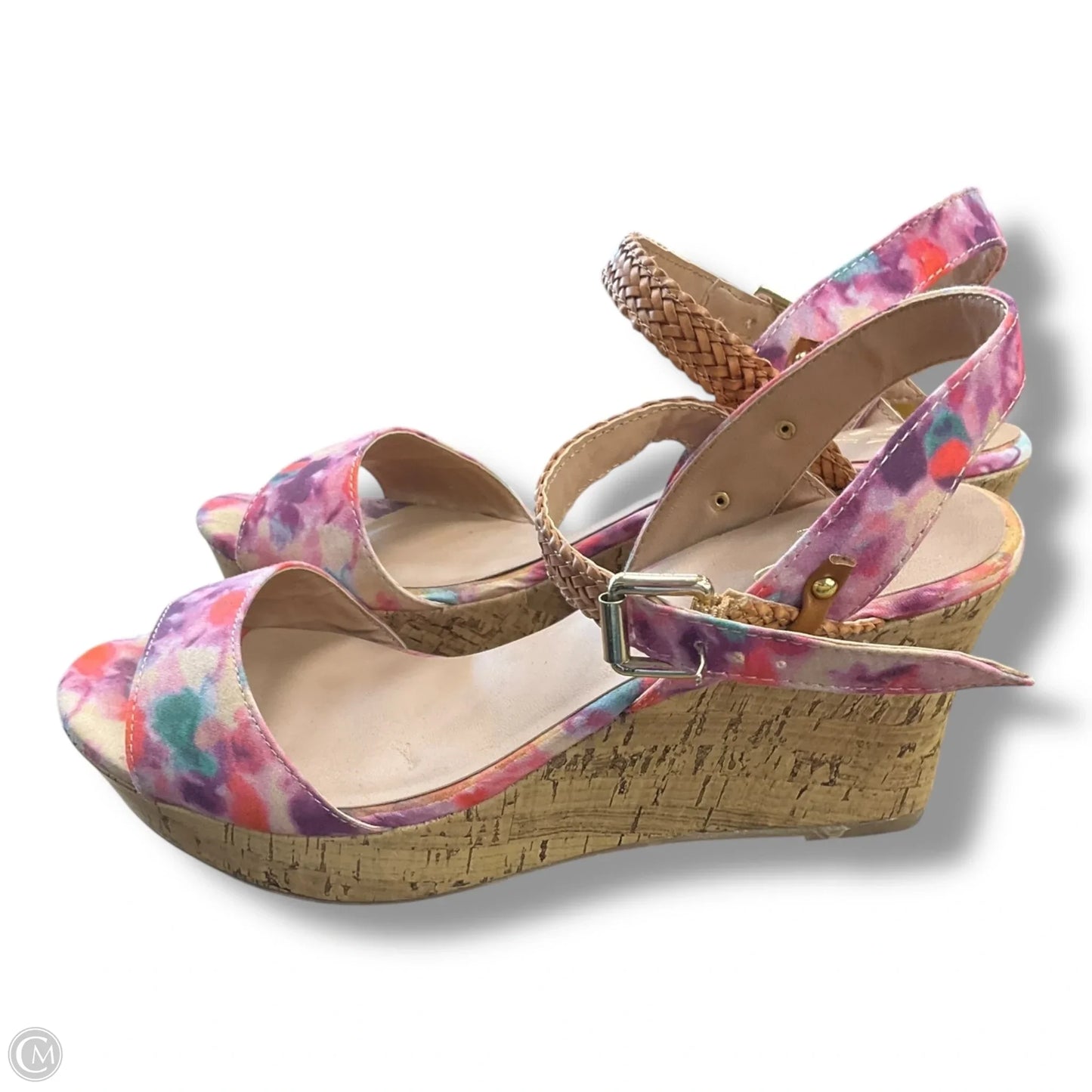 Sandals Heels Wedge By Mix No 6 In Multi-colored, Size: 8