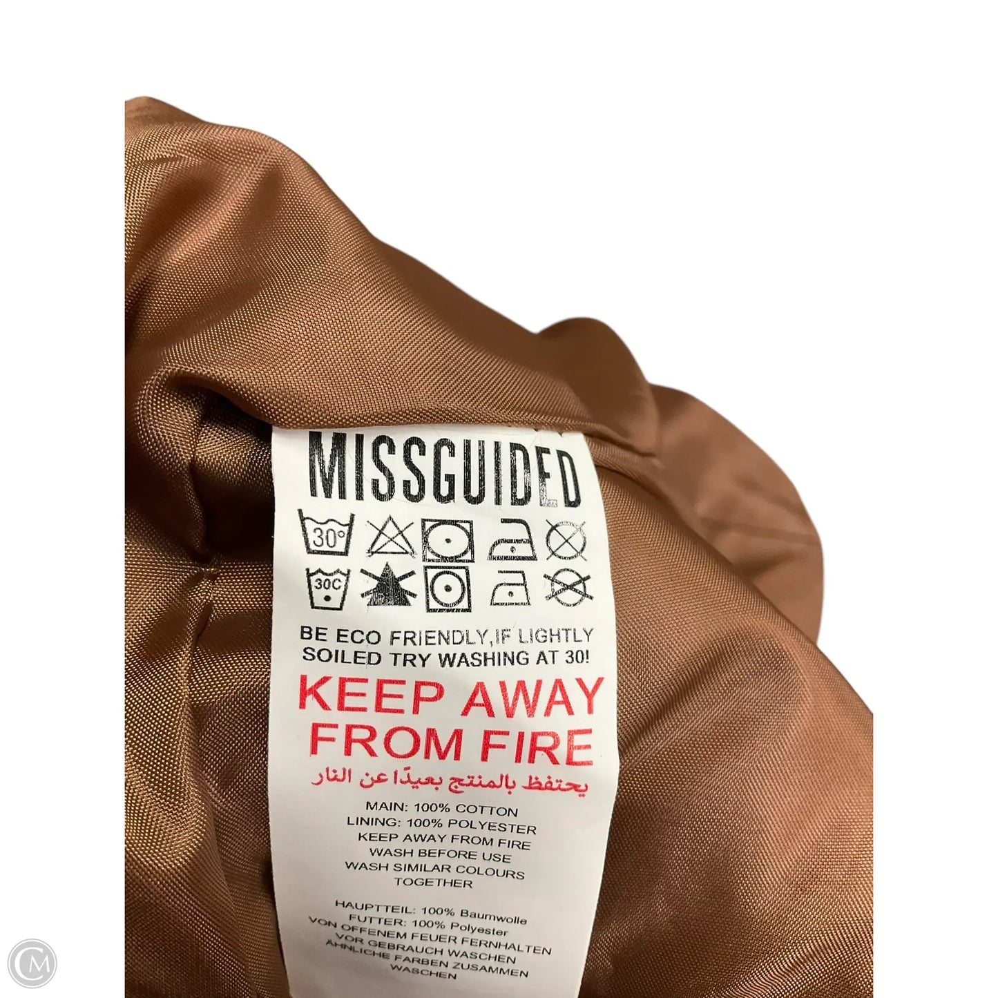 Coat Trench Coat By Missguided In Brown, Size: S