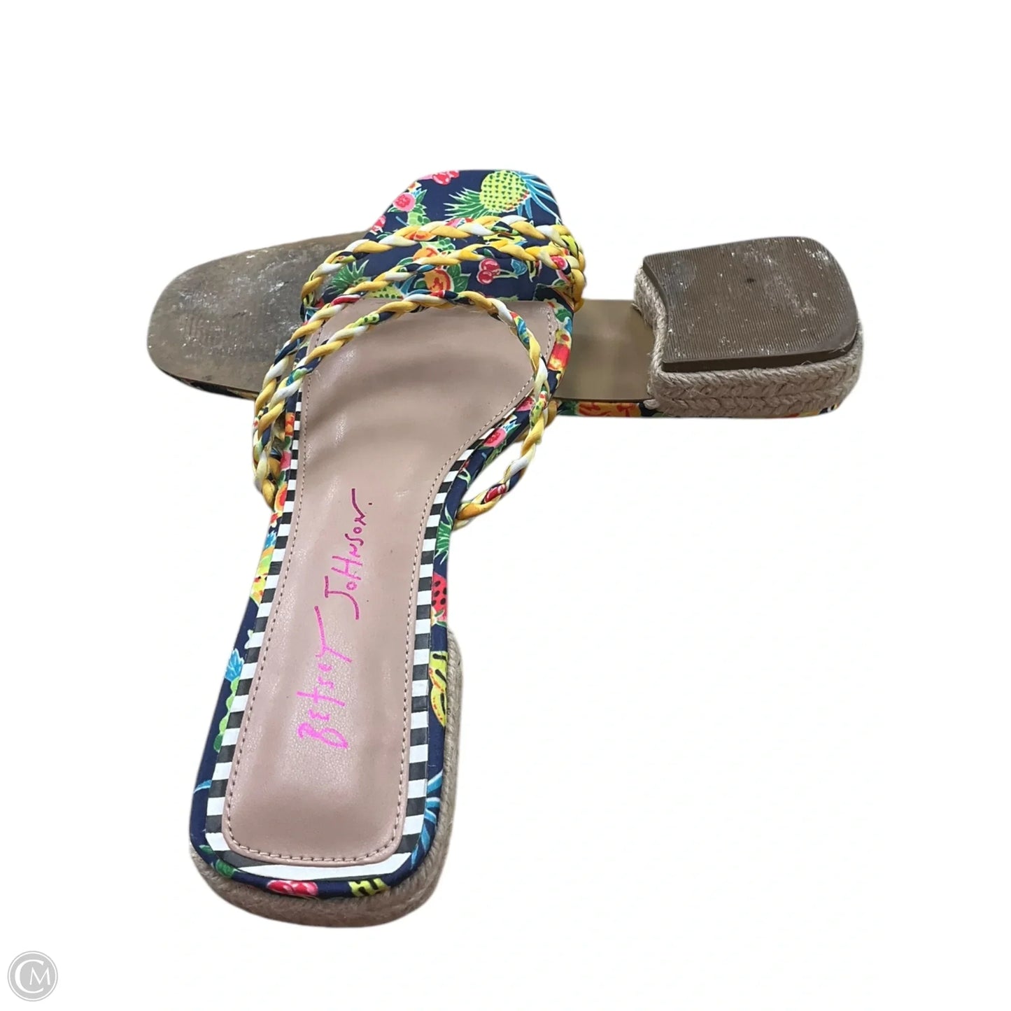 Sandals Heels Wedge By Betsey Johnson In Tropical Print, Size: 6.5