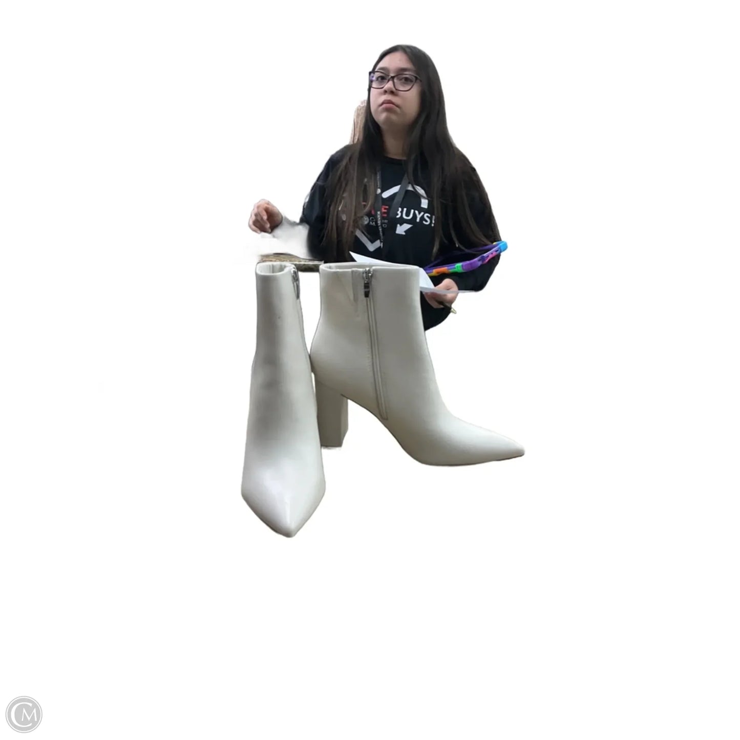 Boots Ankle Heels By Marc Fisher In White, Size: 8