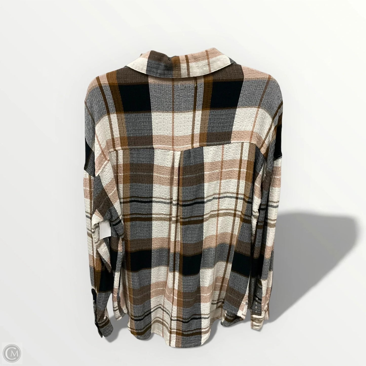 Blouse Long Sleeve By Bke In Plaid Pattern, Size: S
