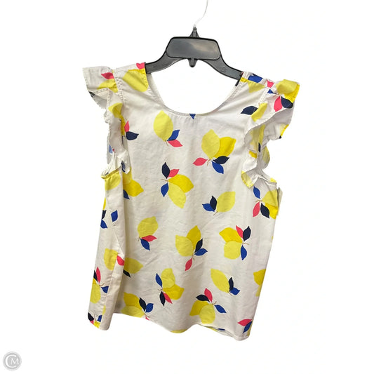 Top Sleeveless Designer By Kate Spade In White & Yellow, Size: M