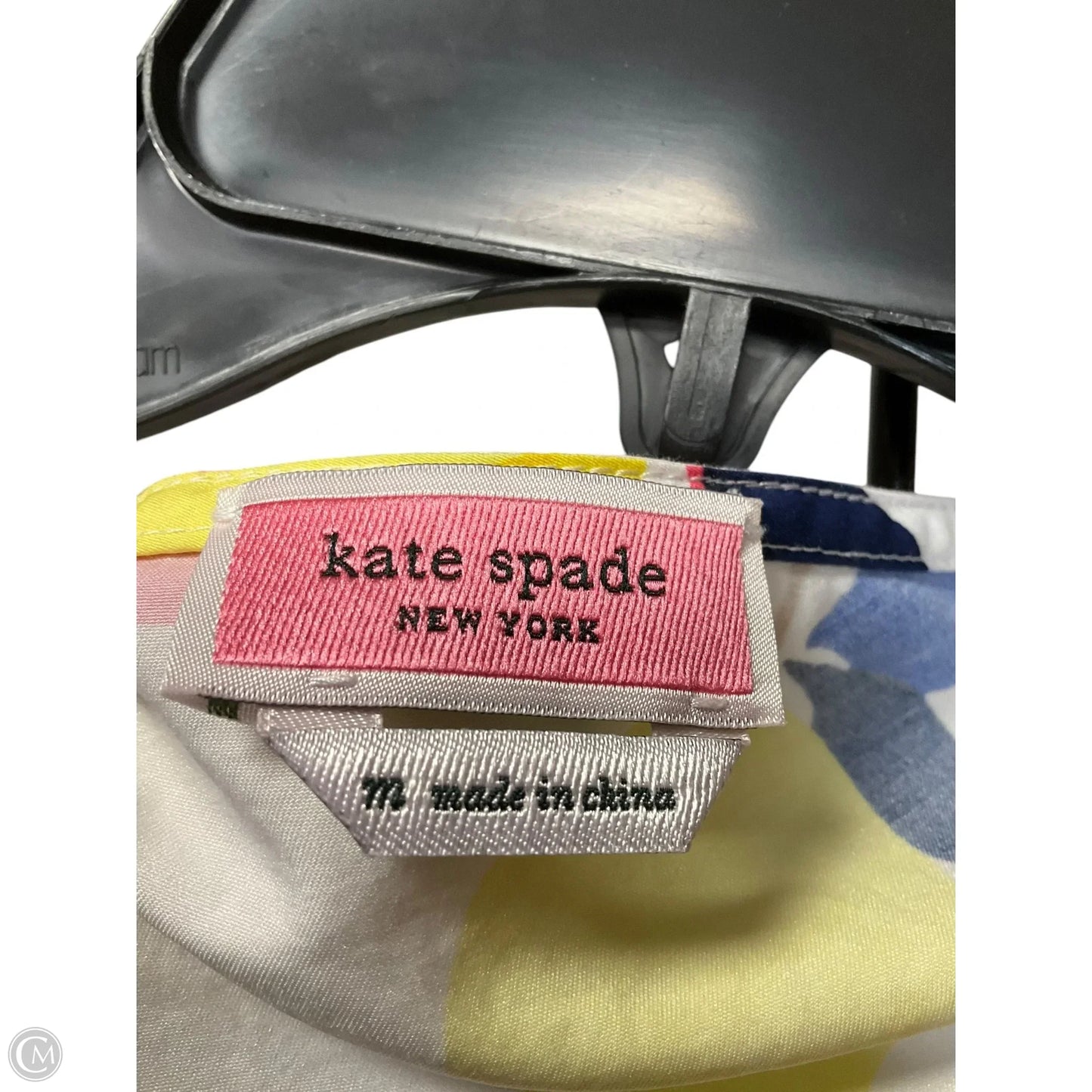 Top Sleeveless Designer By Kate Spade In White & Yellow, Size: M