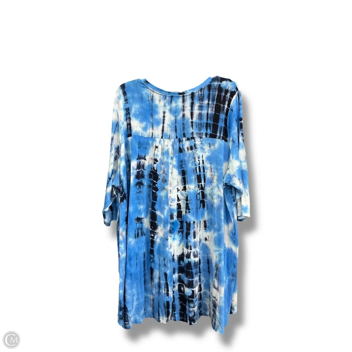 Top 3/4 Sleeve Basic By Olivia Sky In Tie Dye Print, Size: 3x