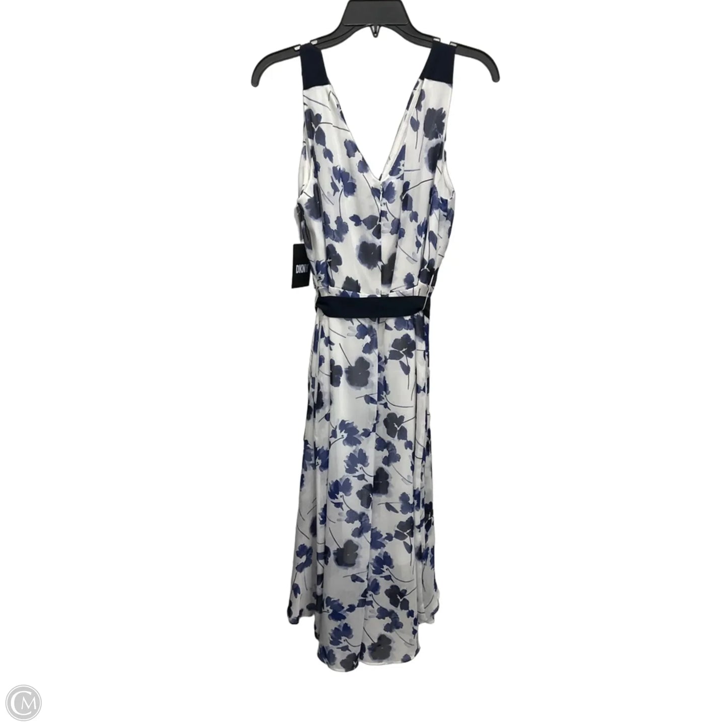 Dress Casual Midi By Dkny In Blue & White, Size: M