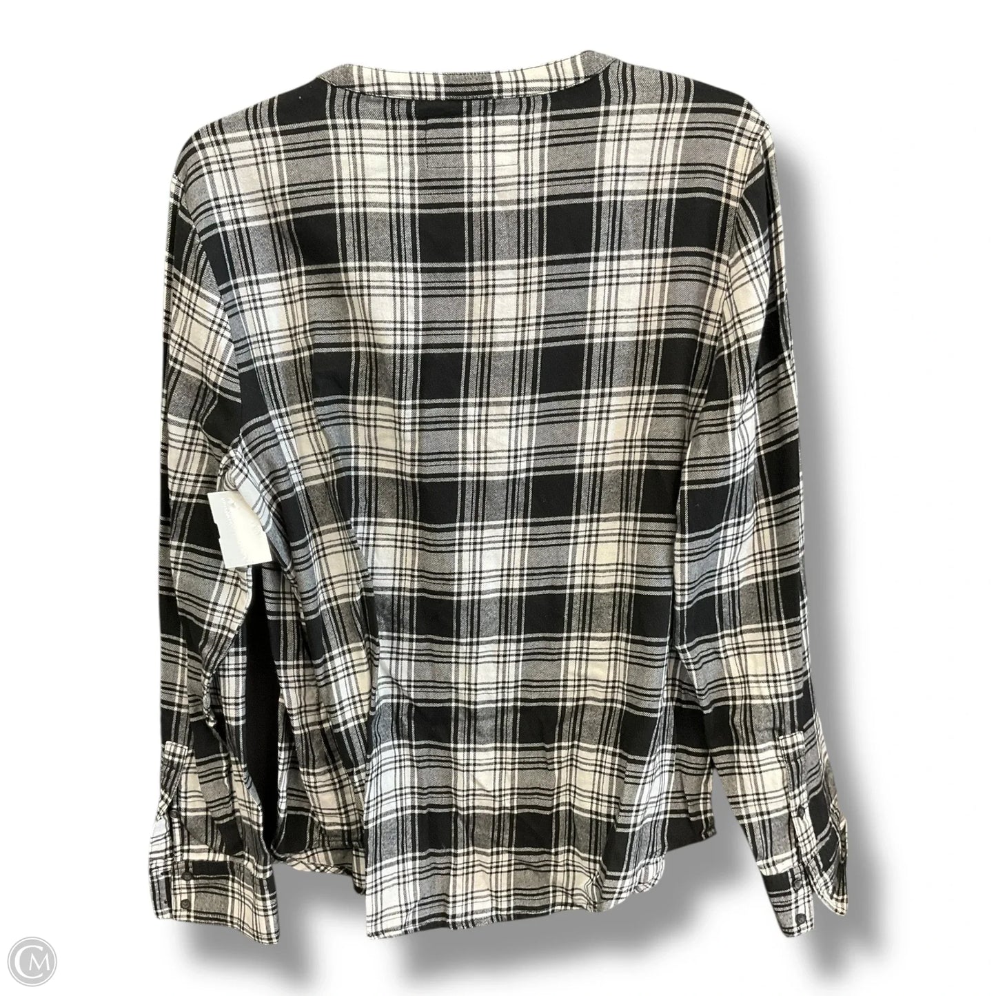 Top Long Sleeve By Calvin Klein In Black & White, Size: L