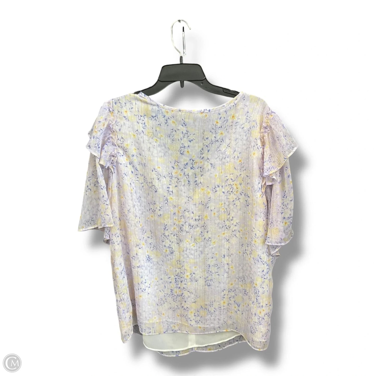 Top Short Sleeve By Ann Taylor In Purple & Yellow, Size: Xxl