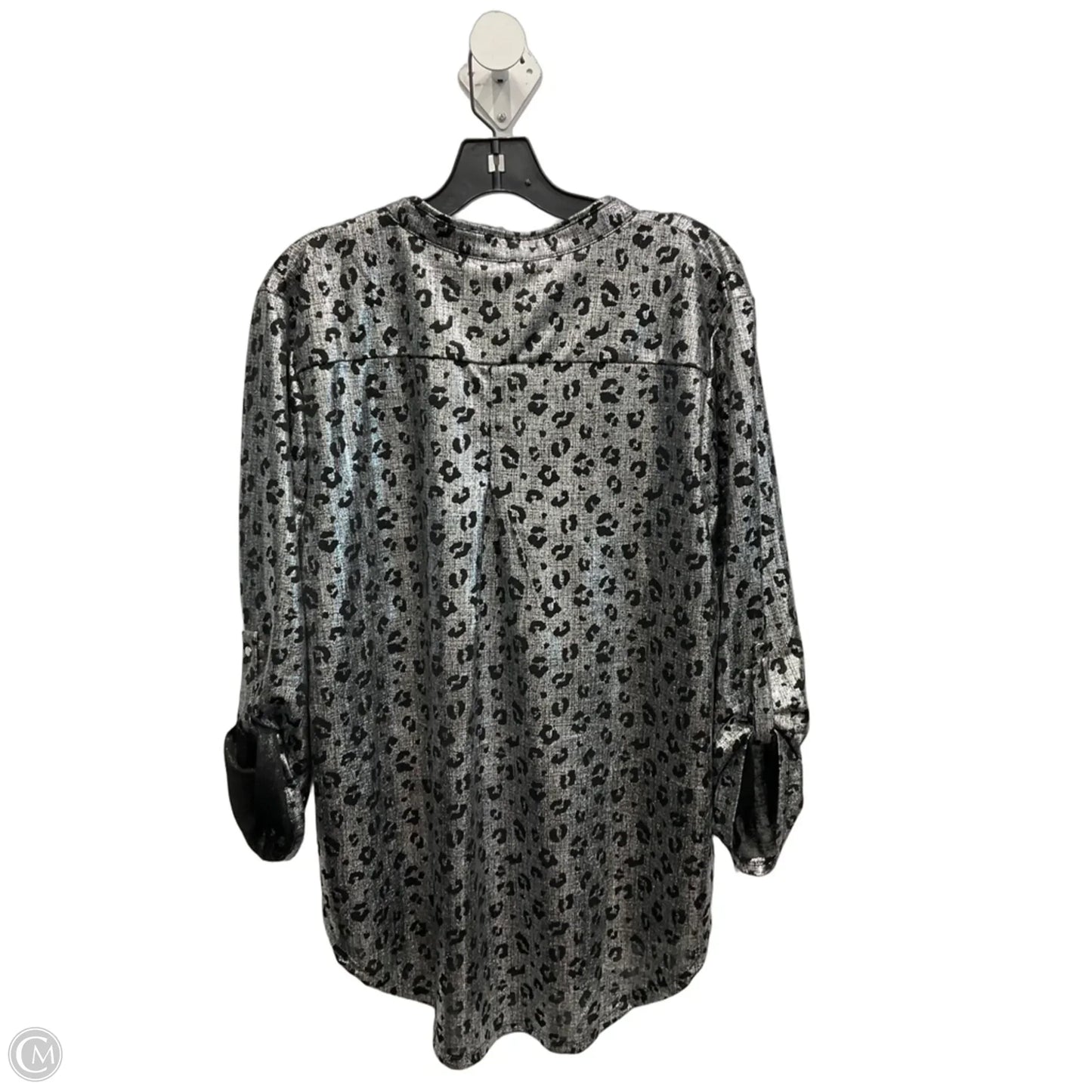 Top Long Sleeve By Cato In Black & Silver, Size: Xl