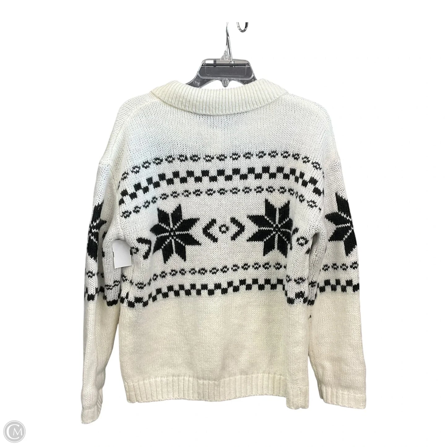 Sweater Cardigan By Hem & Thread In Black & White, Size: S