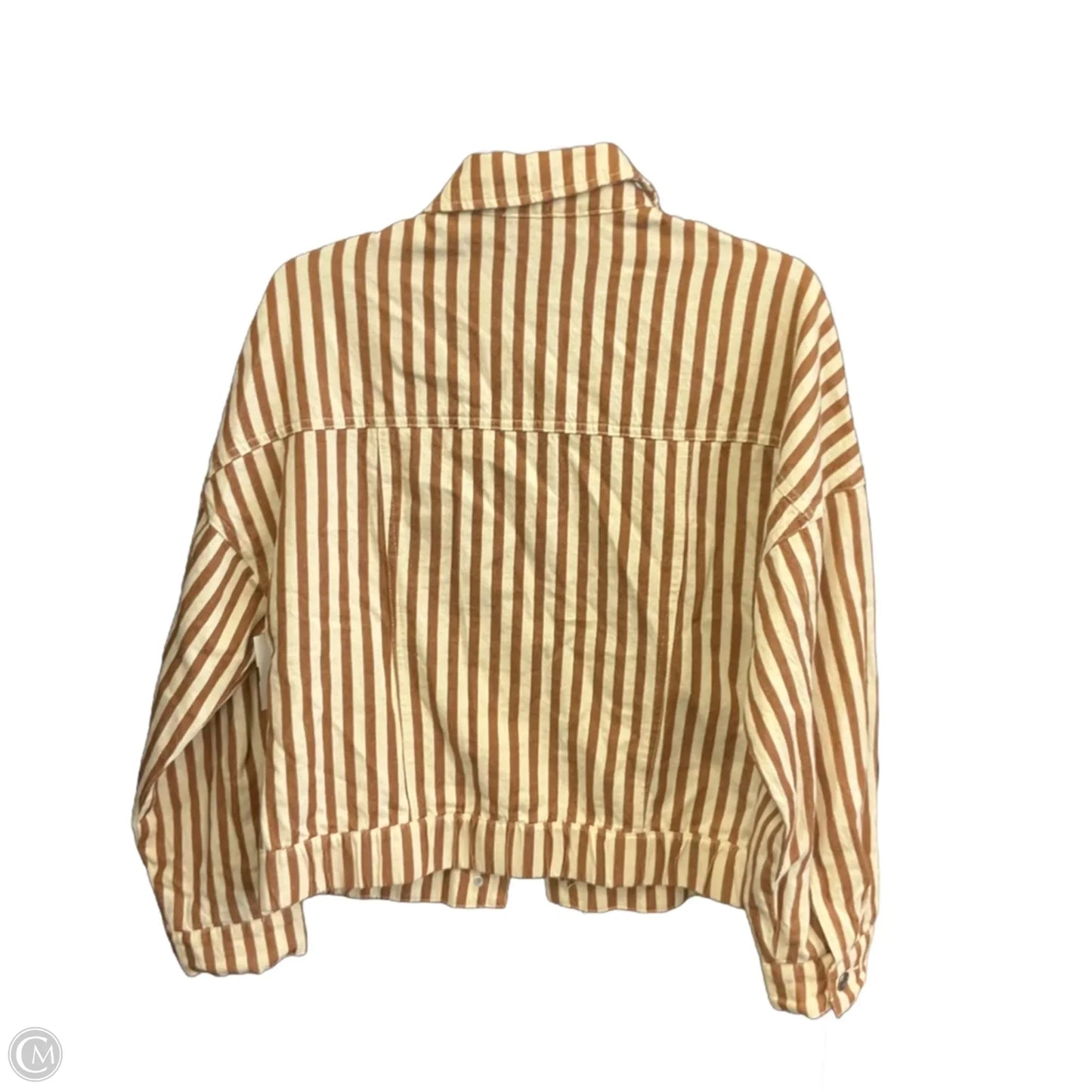 Jacket Denim By Carly Jean In Brown & Cream, Size: M