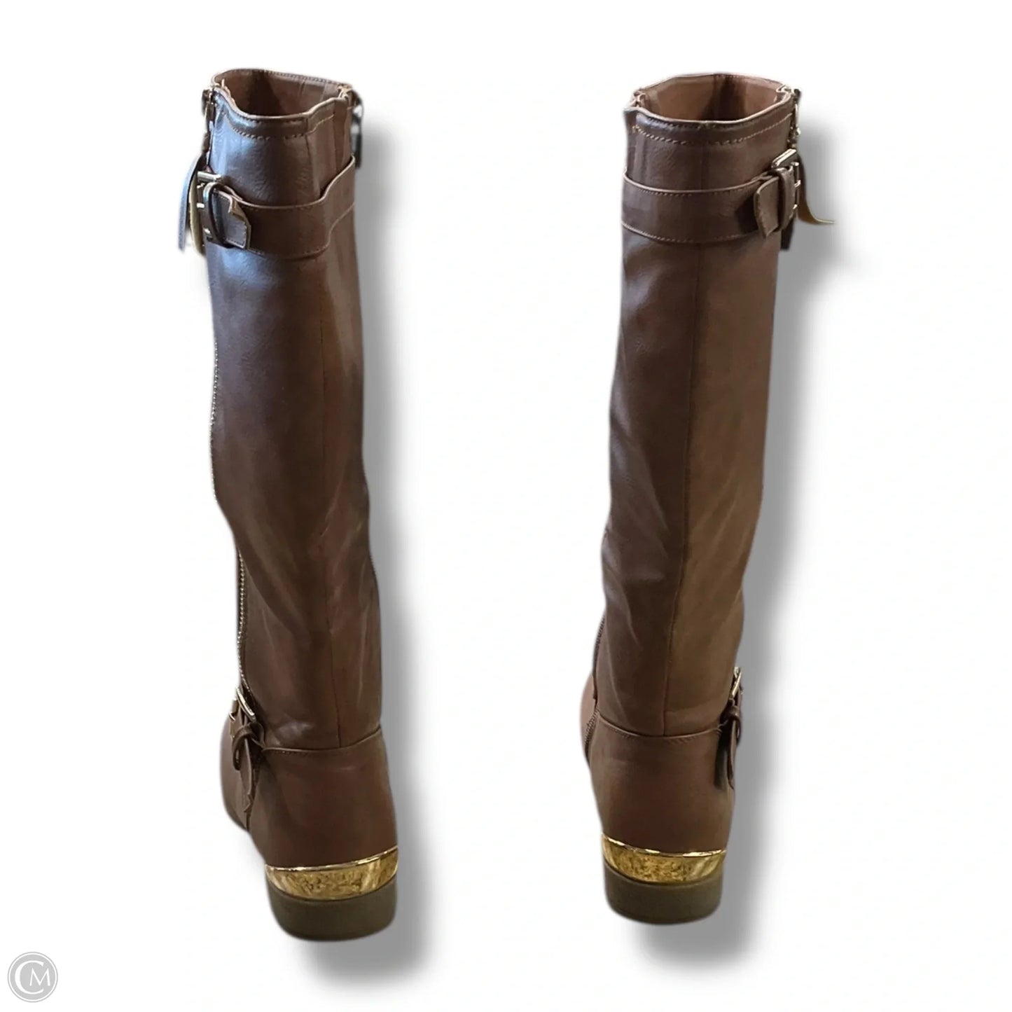 Boots Mid-calf Flats By Top Moda In Brown, Size: 7