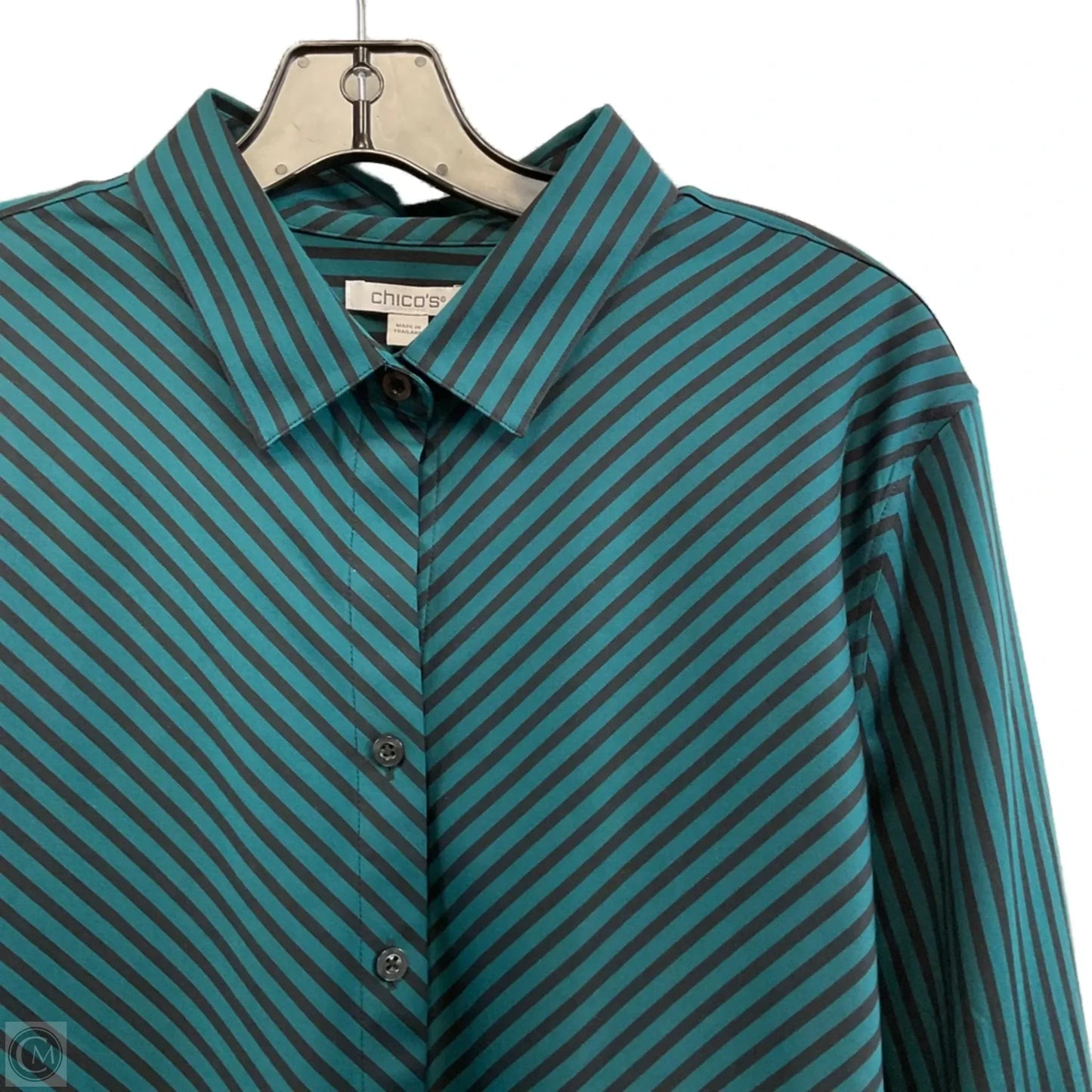 Blouse Long Sleeve By Chicos In Green, Size: Xl
