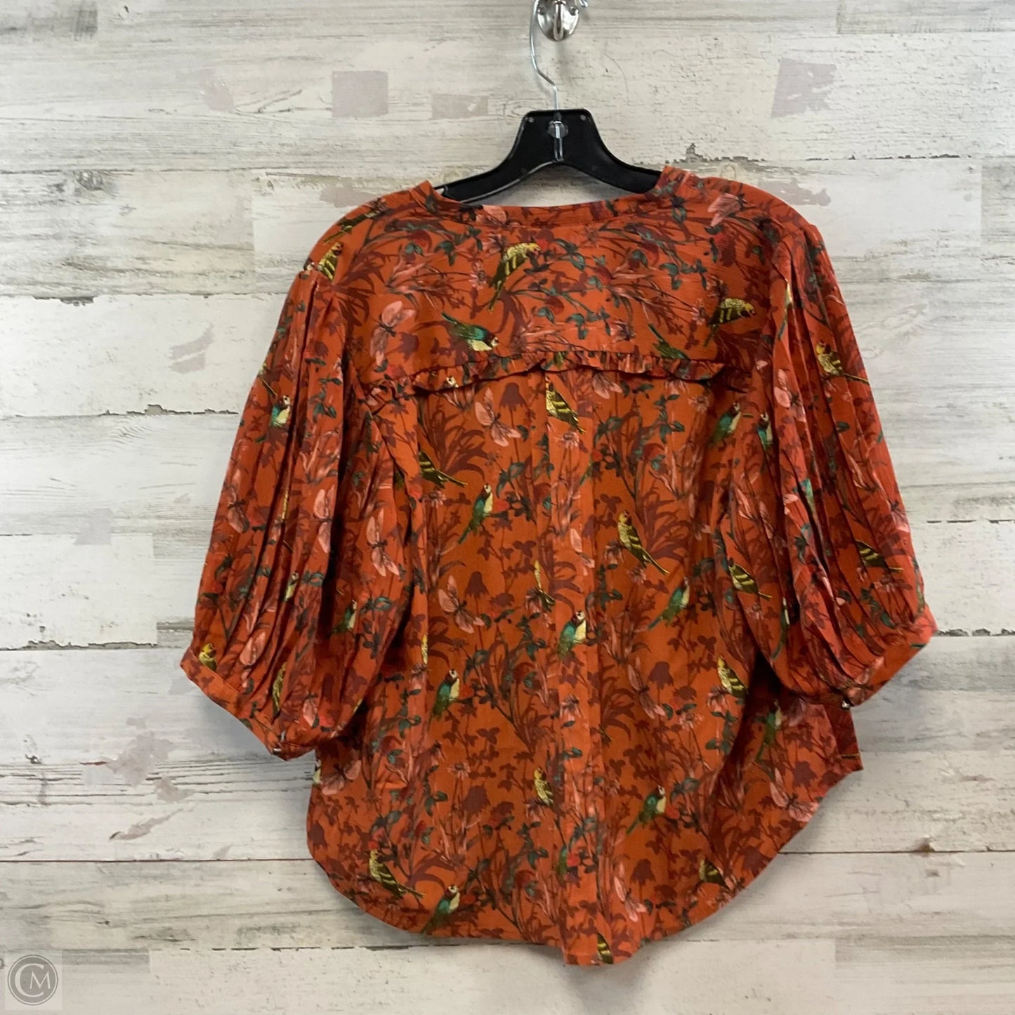 Blouse Short Sleeve By Anthropologie In Orange, Size: 1x