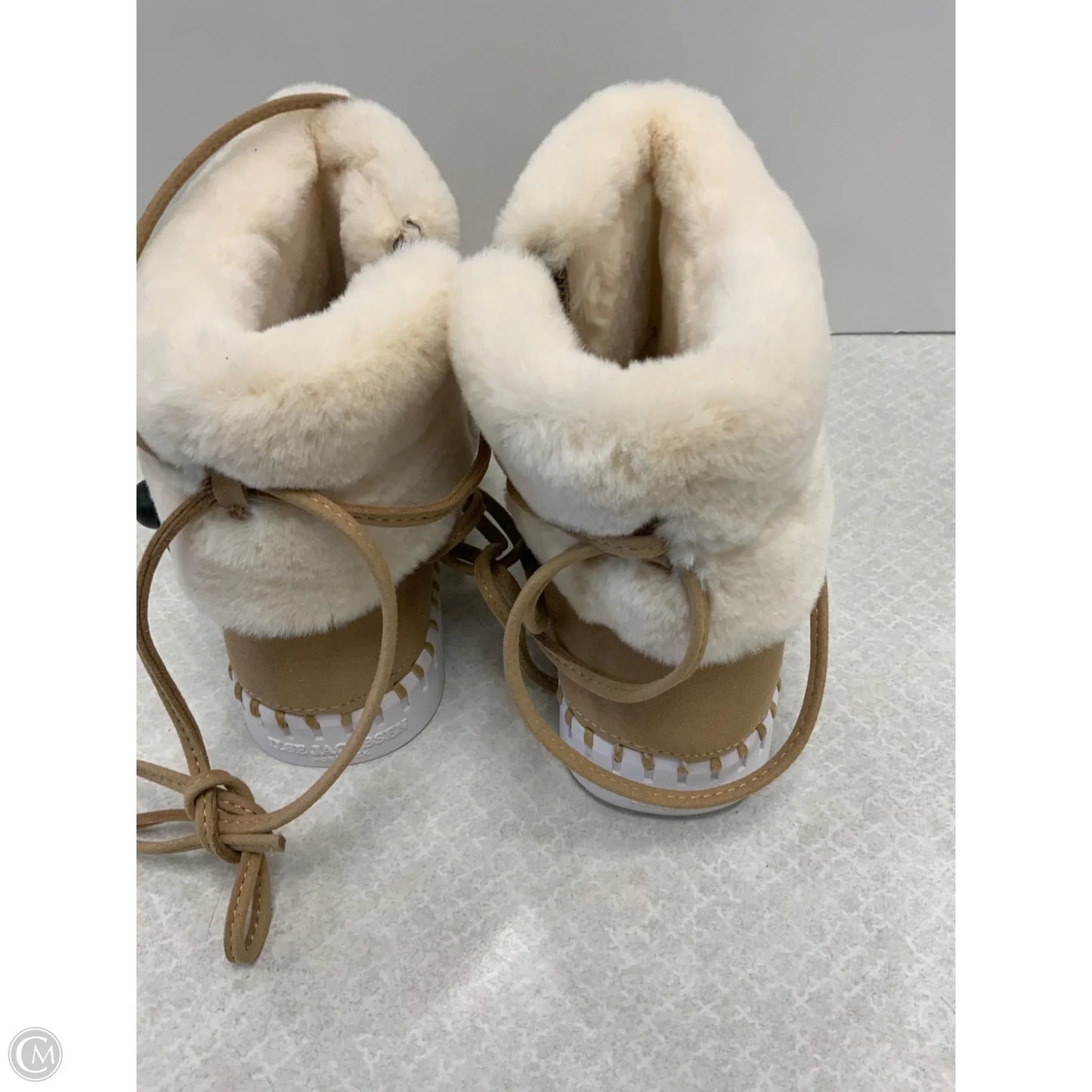 Boots Ankle Flats By Ilse Jacobsen In Brown & Cream, Size: 8.5