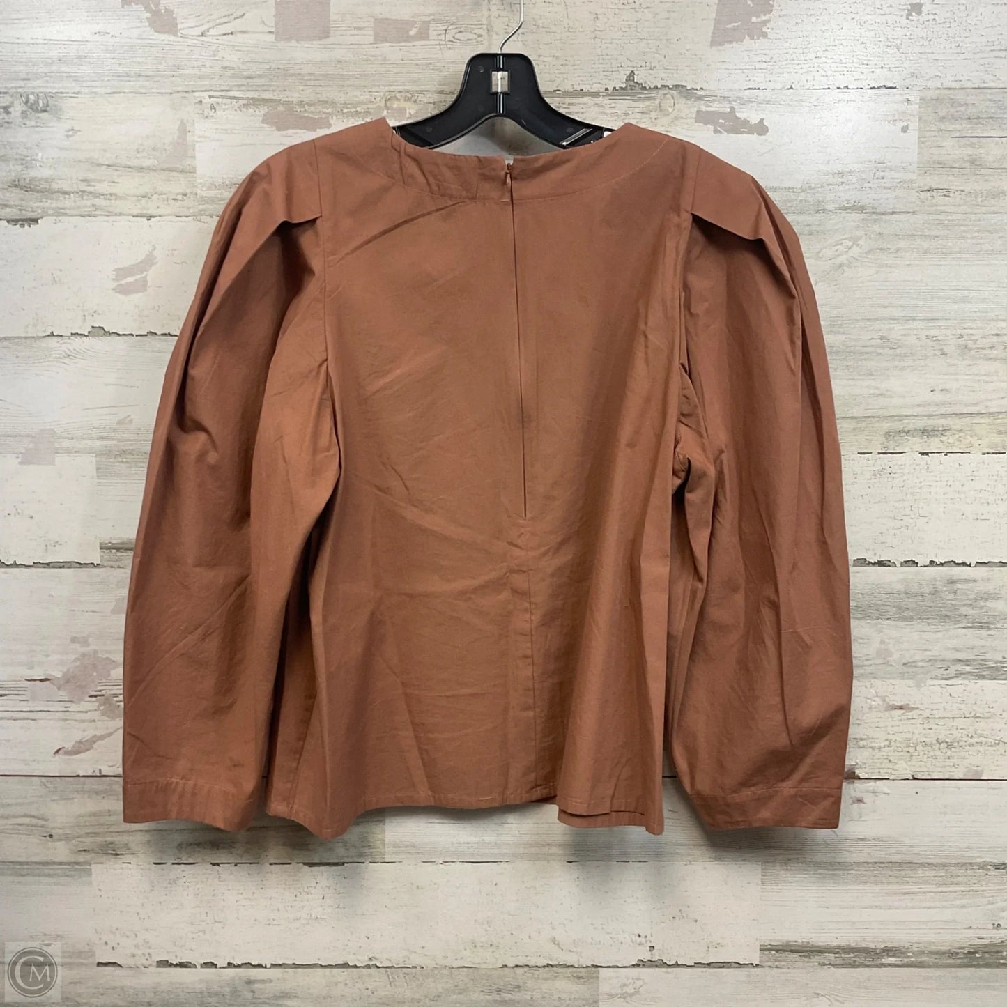 Blouse Long Sleeve By MILLE In Brown, Size: S