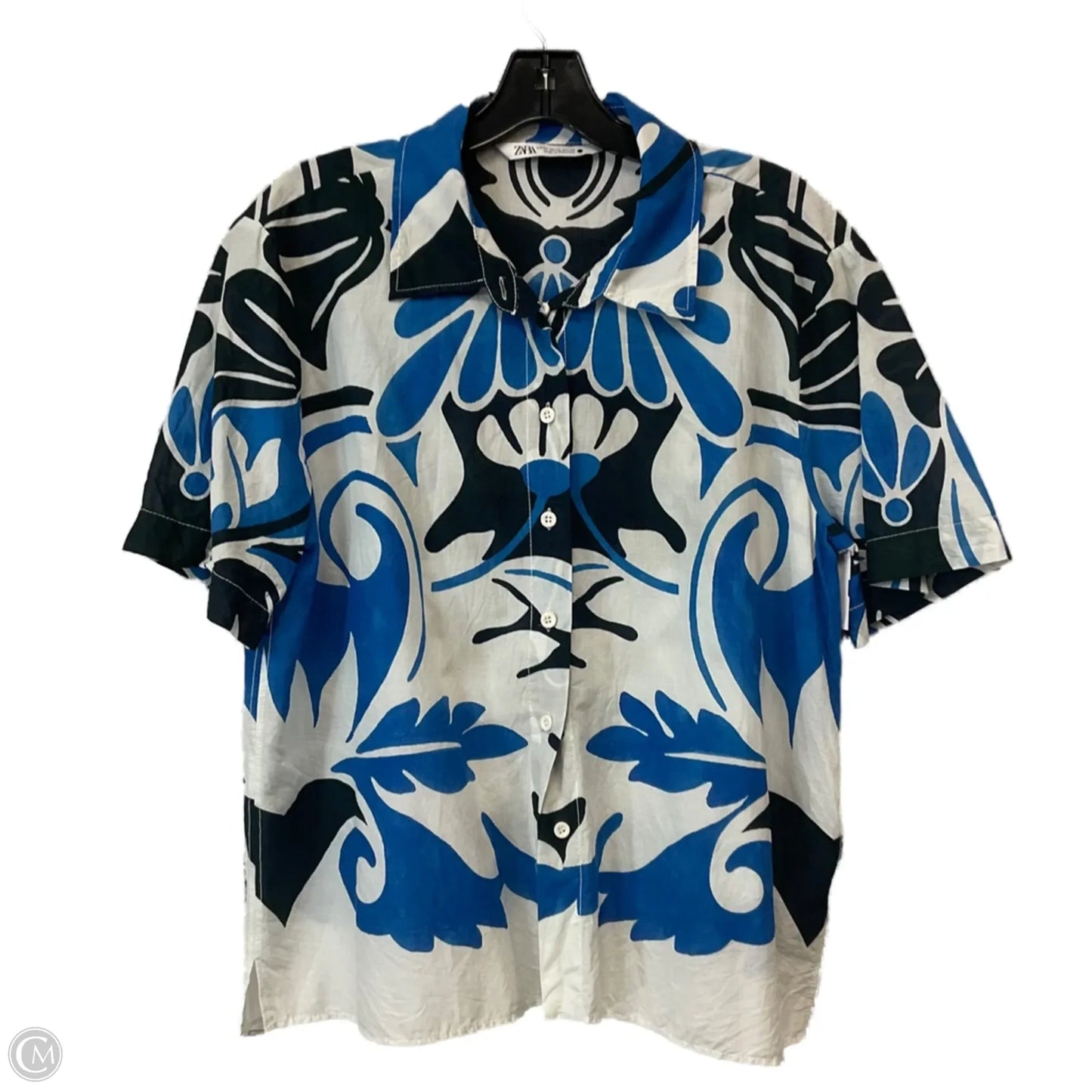 Top Short Sleeve By Zara In Blue, Size: Xl