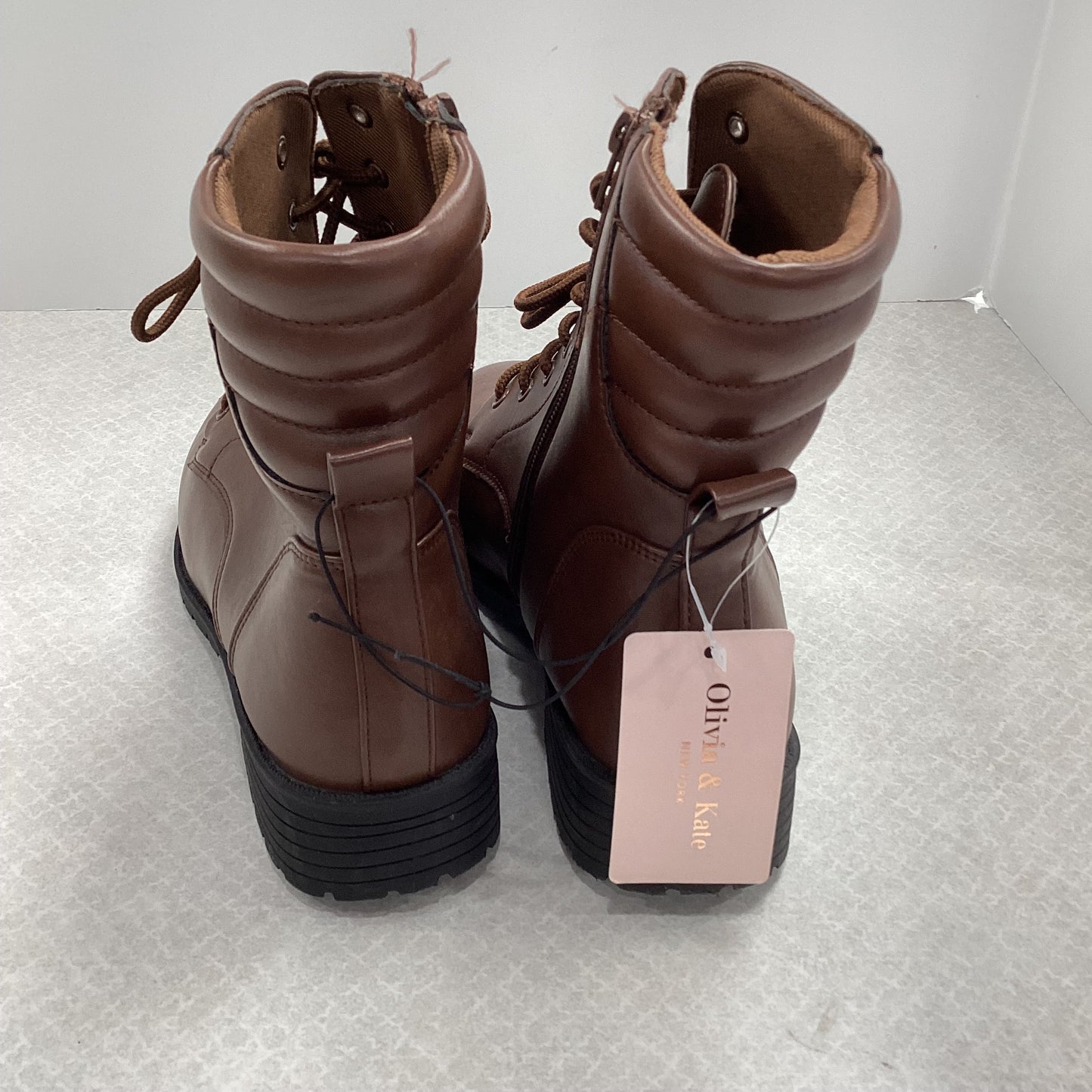 Boots Ankle Flats By Olivia and Kate In Brown, Size: 8.5