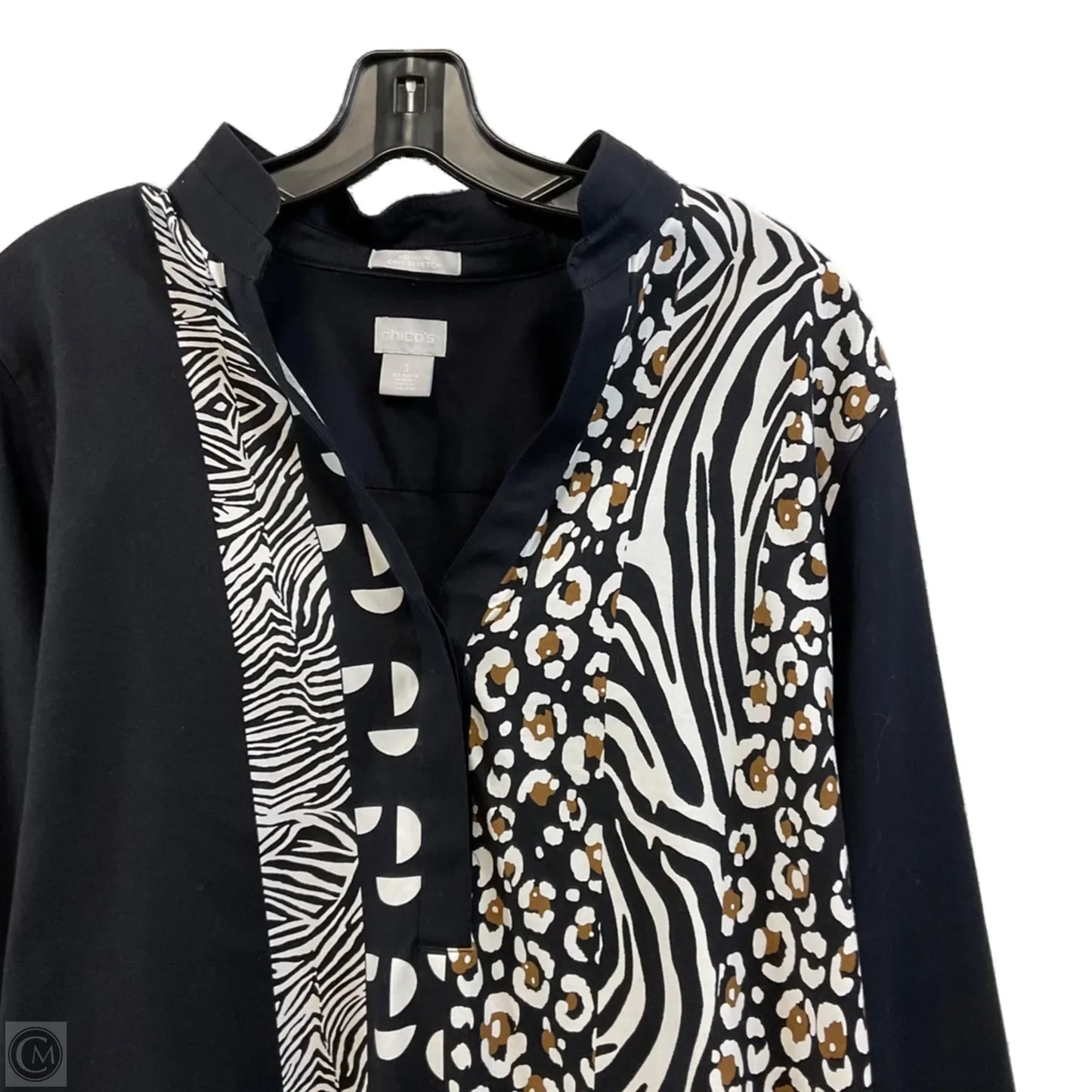 Blouse Long Sleeve By Chicos In Black, Size: Xl