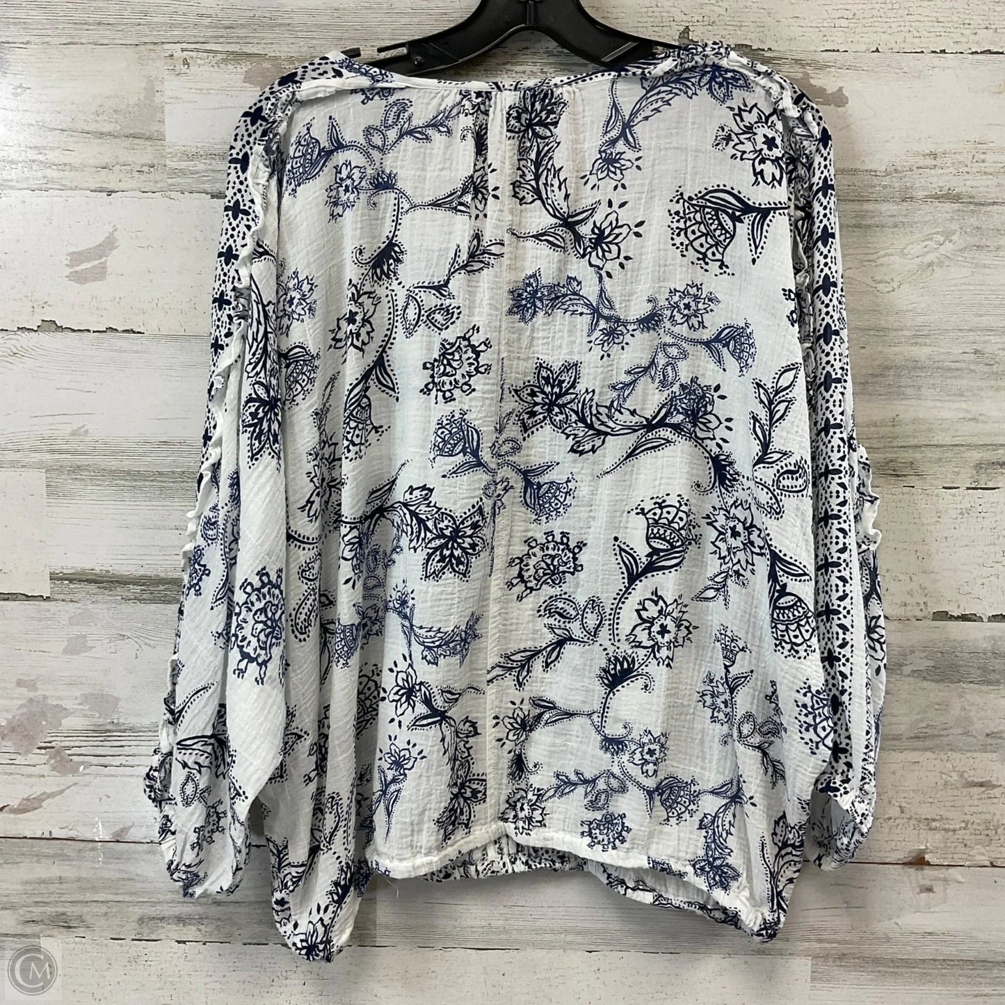 Blouse Long Sleeve By Liverpool In White, Size: L