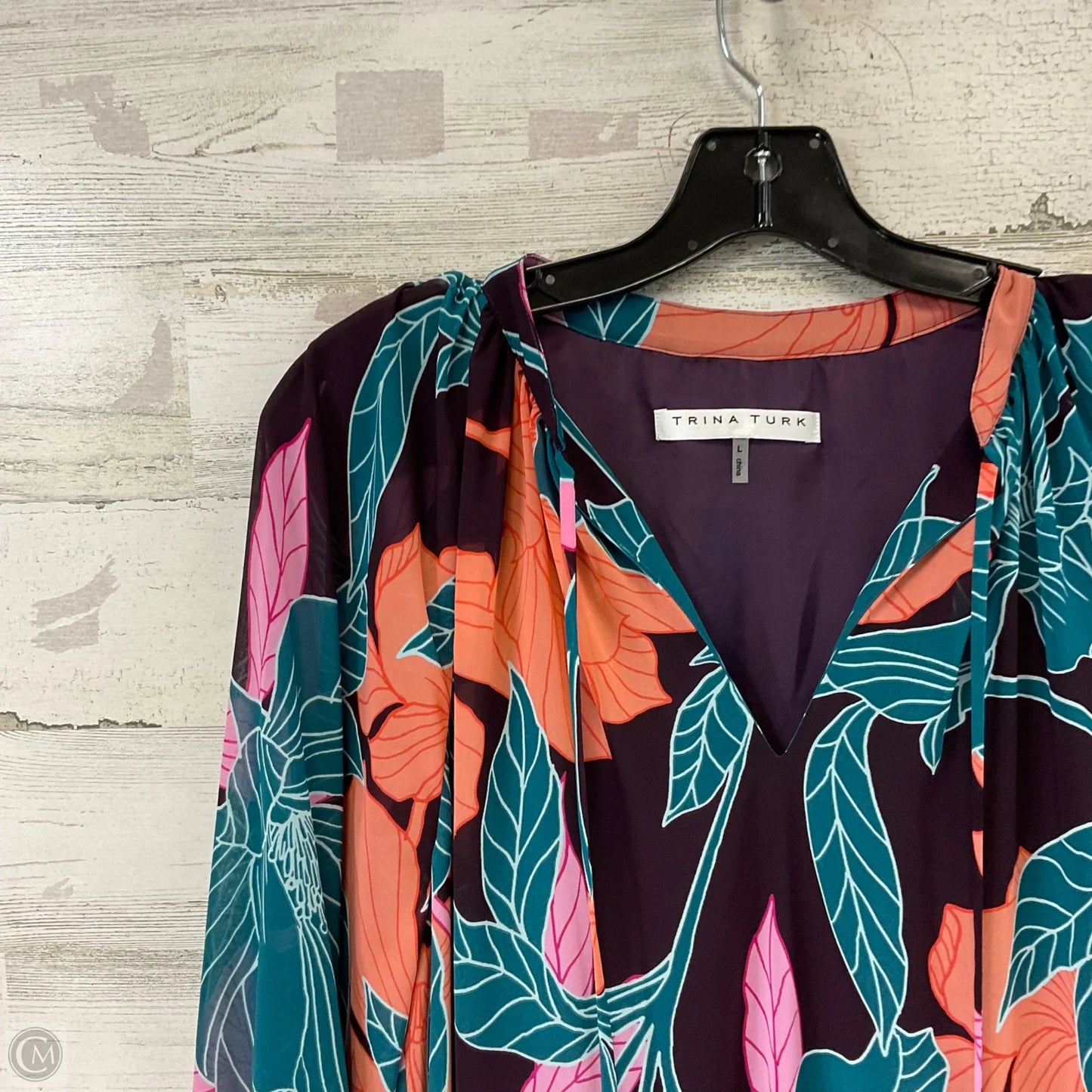 Dress Casual Short By Trina Turk In Green & Purple, Size: L