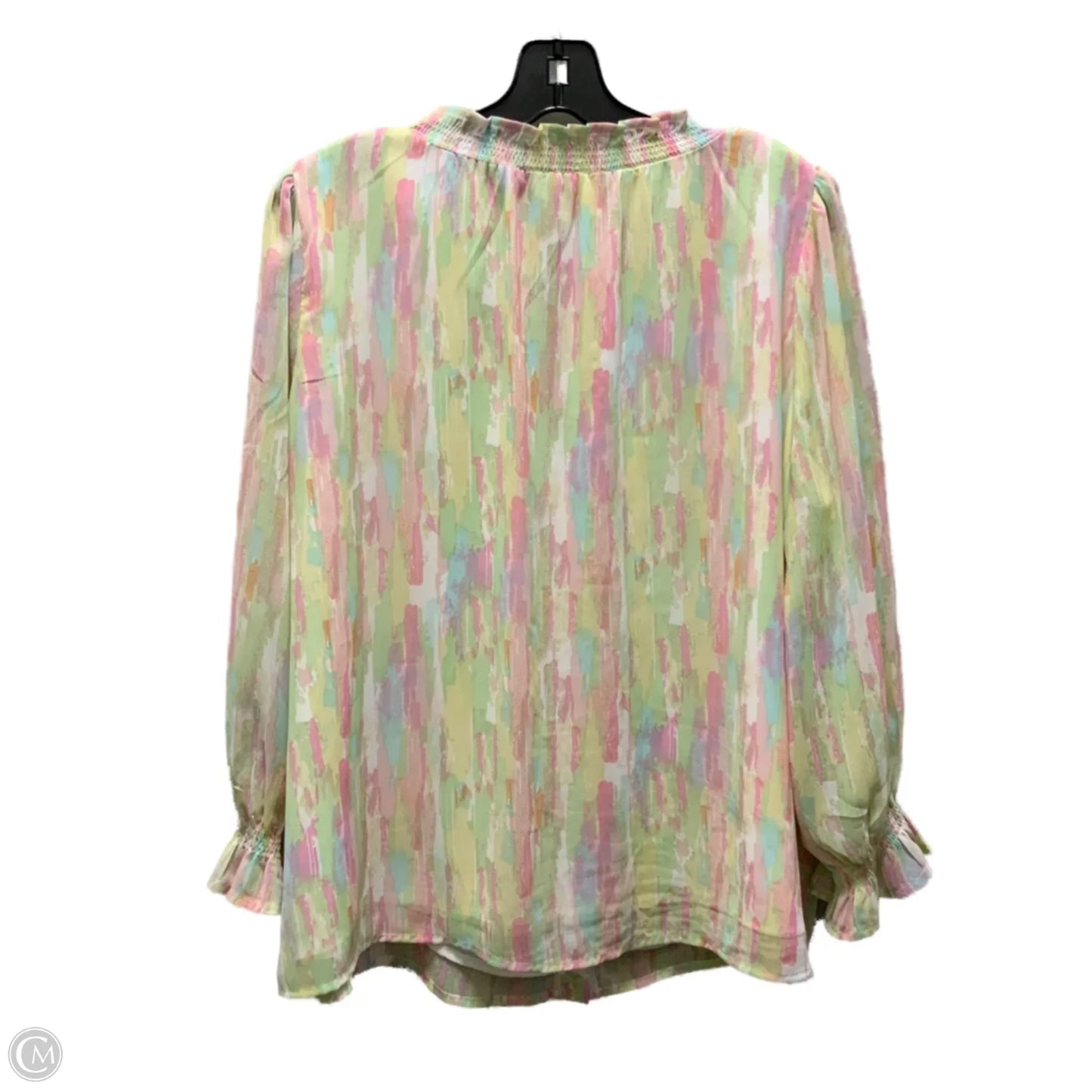 Blouse Long Sleeve By Entro In Green & Pink, Size: M