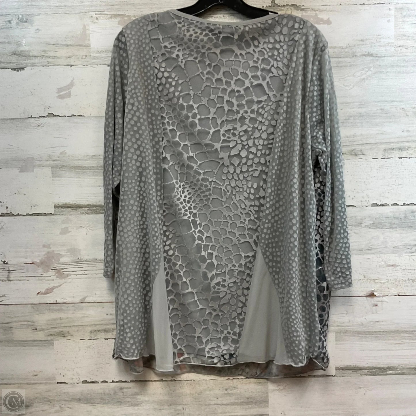 Top 3/4 Sleeve By Ali Miles In Grey, Size: L